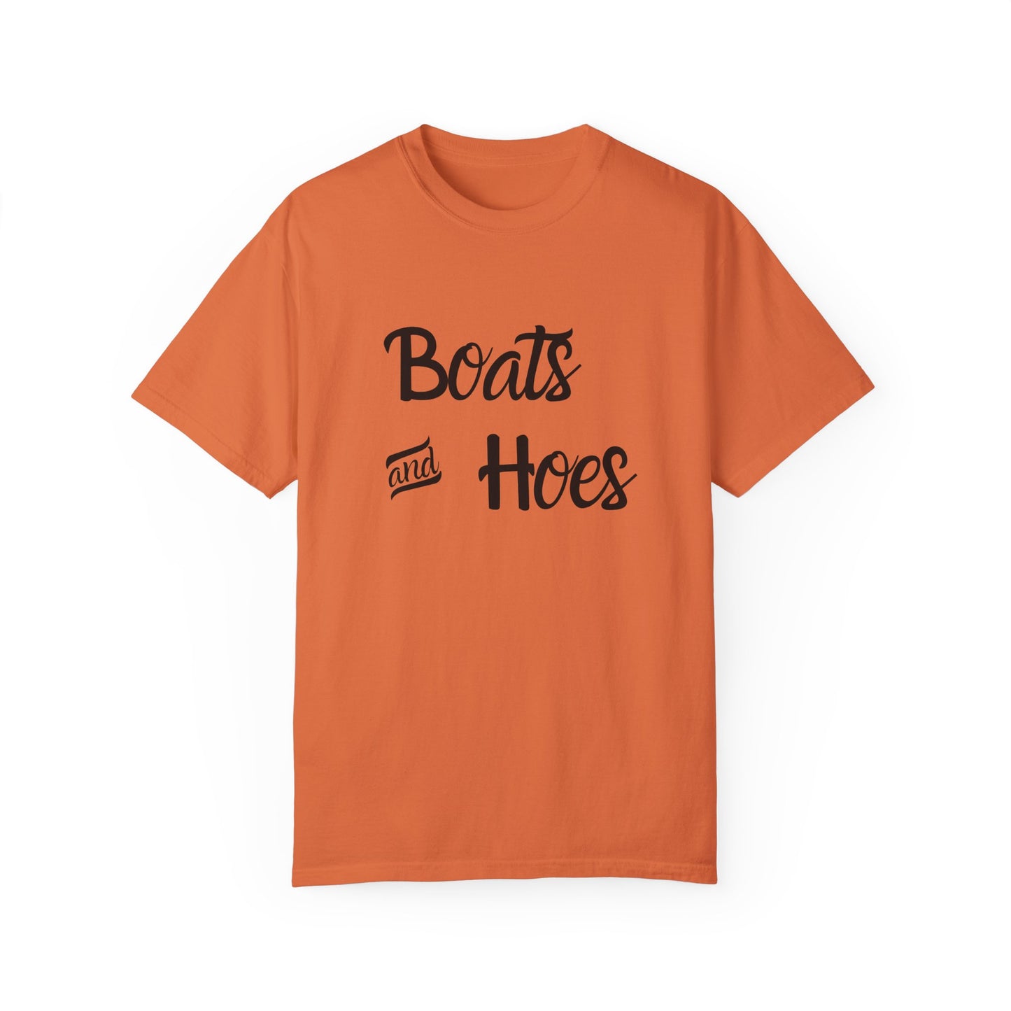 Unisex Garment-Dyed T-shirt: 'Boats and Hoes' Casual Tee for Summer Vibes