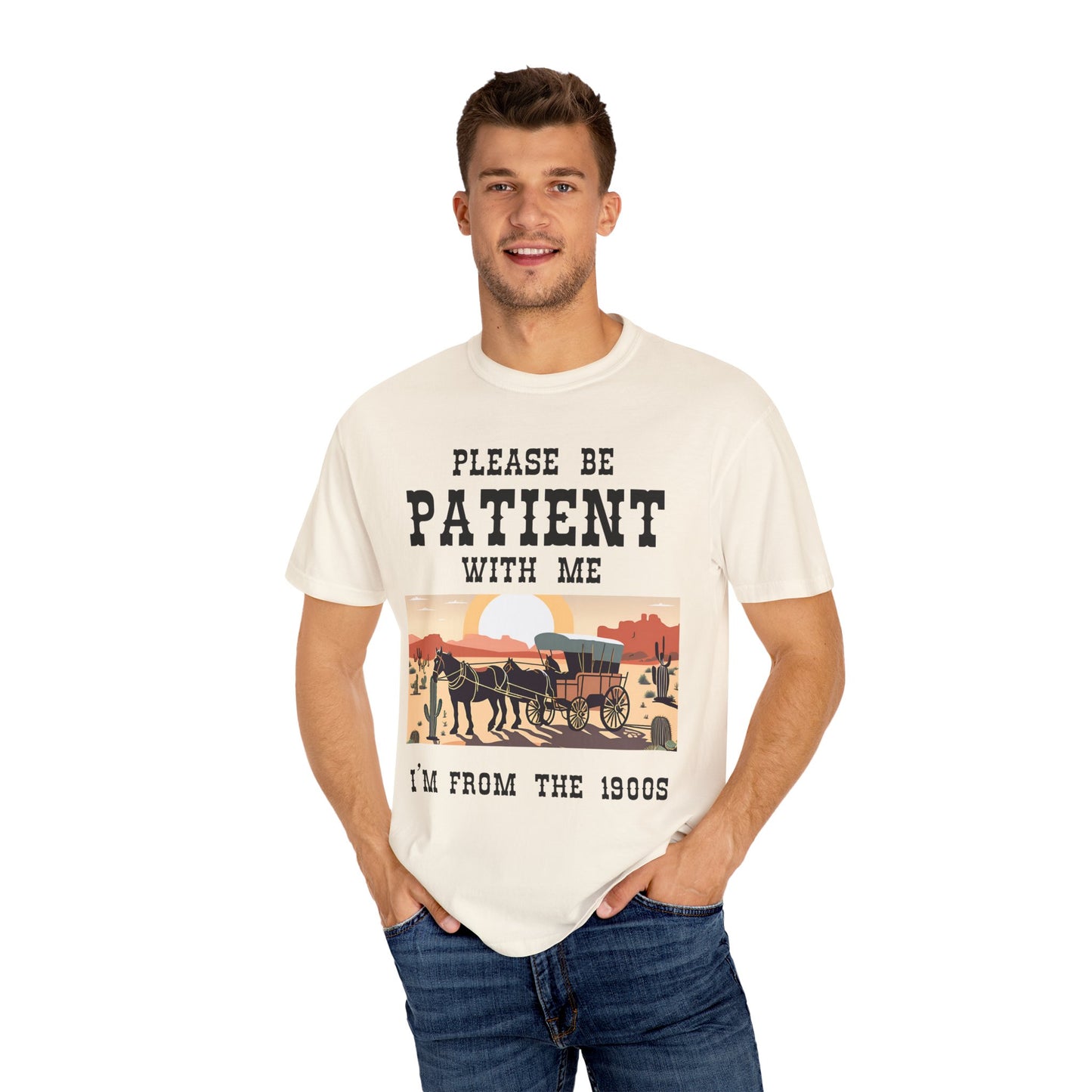 Vintage Patient Tee - Unisex Garment-Dyed T-Shirt with Retro 1900s Design