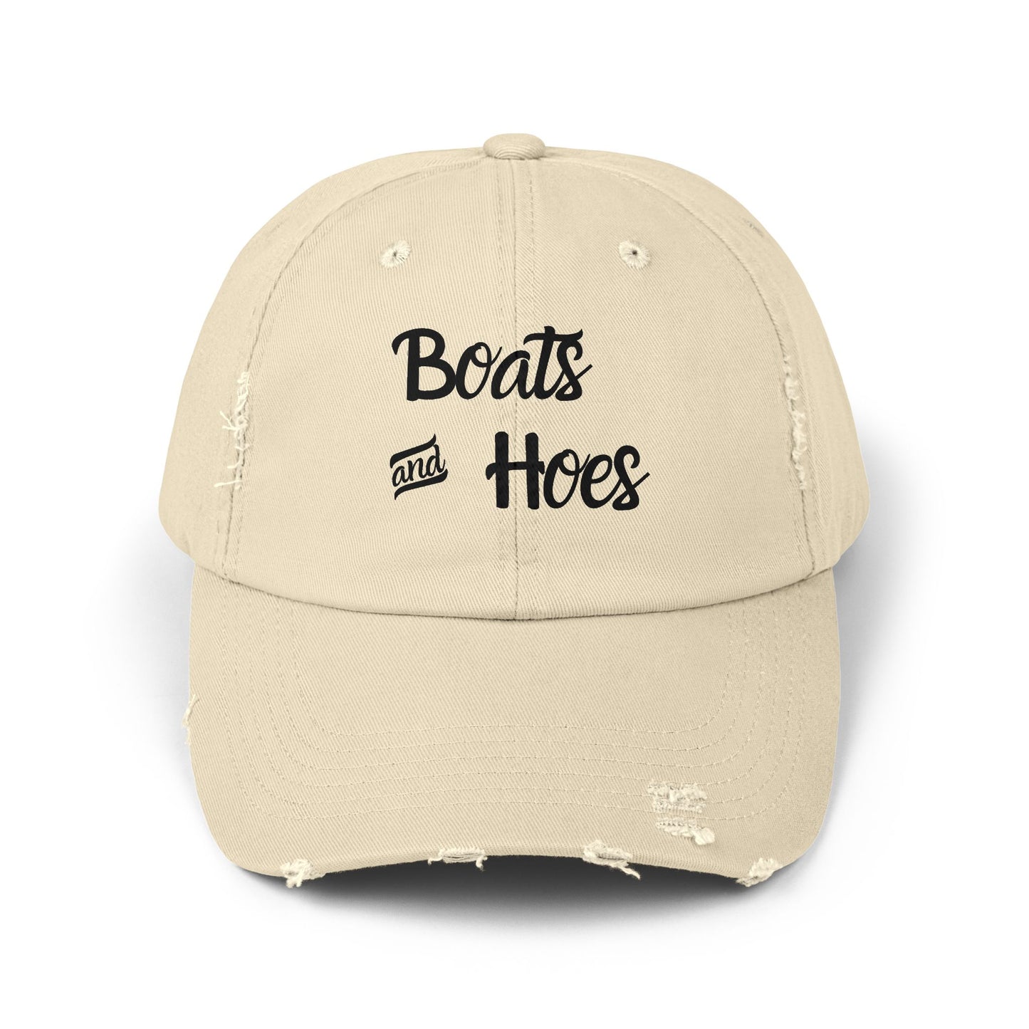 Boats and Hoes Unisex Distressed Cap - Fun Summer Hat for Beach Days and Parties