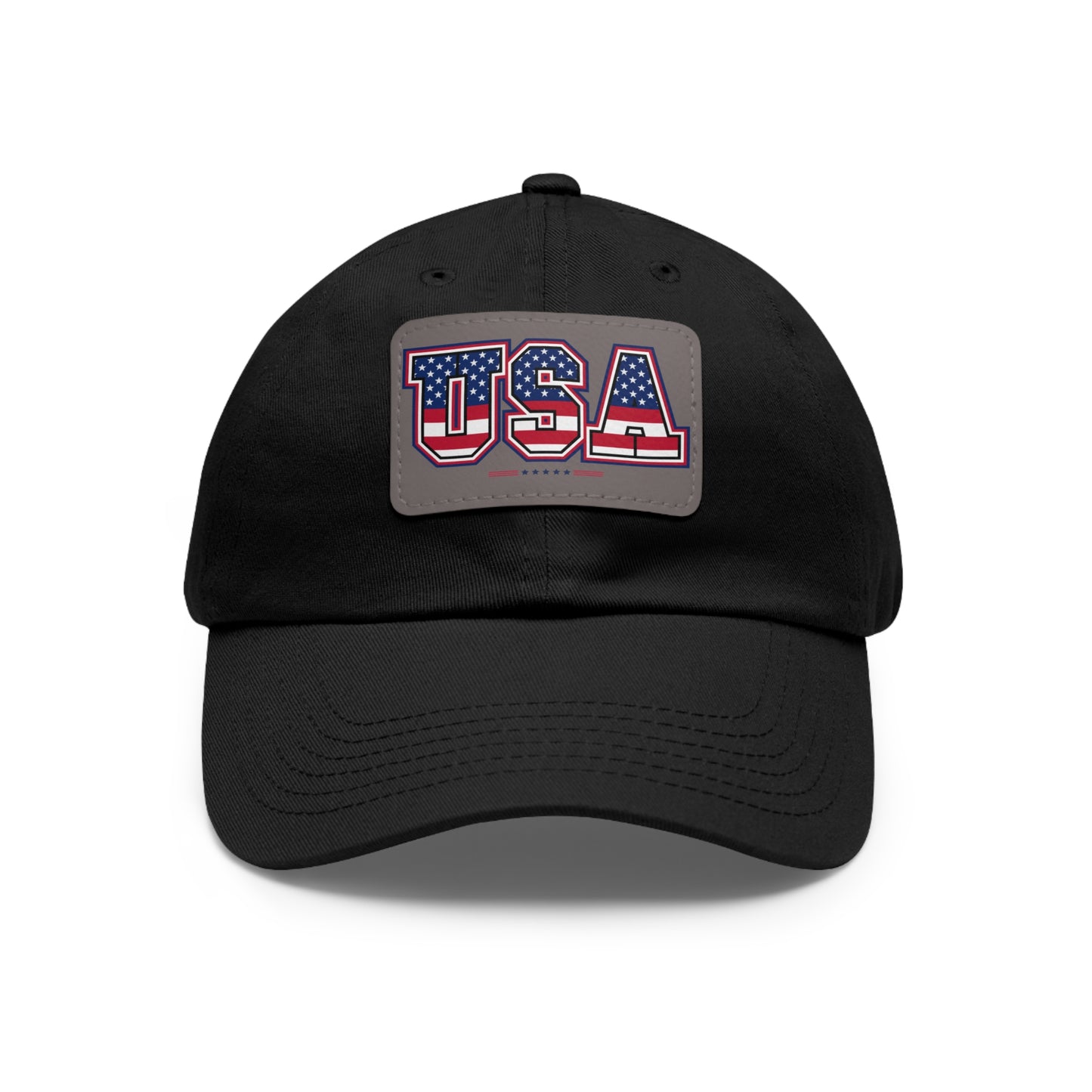 Patriotic USA Dad Hat with Leather Patch