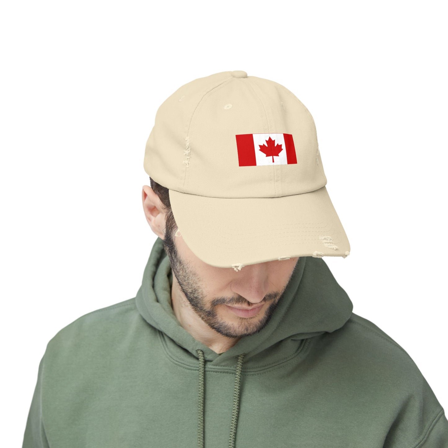 Canada Flag Distressed Cap - Unisex Pink Hat for Casual Style