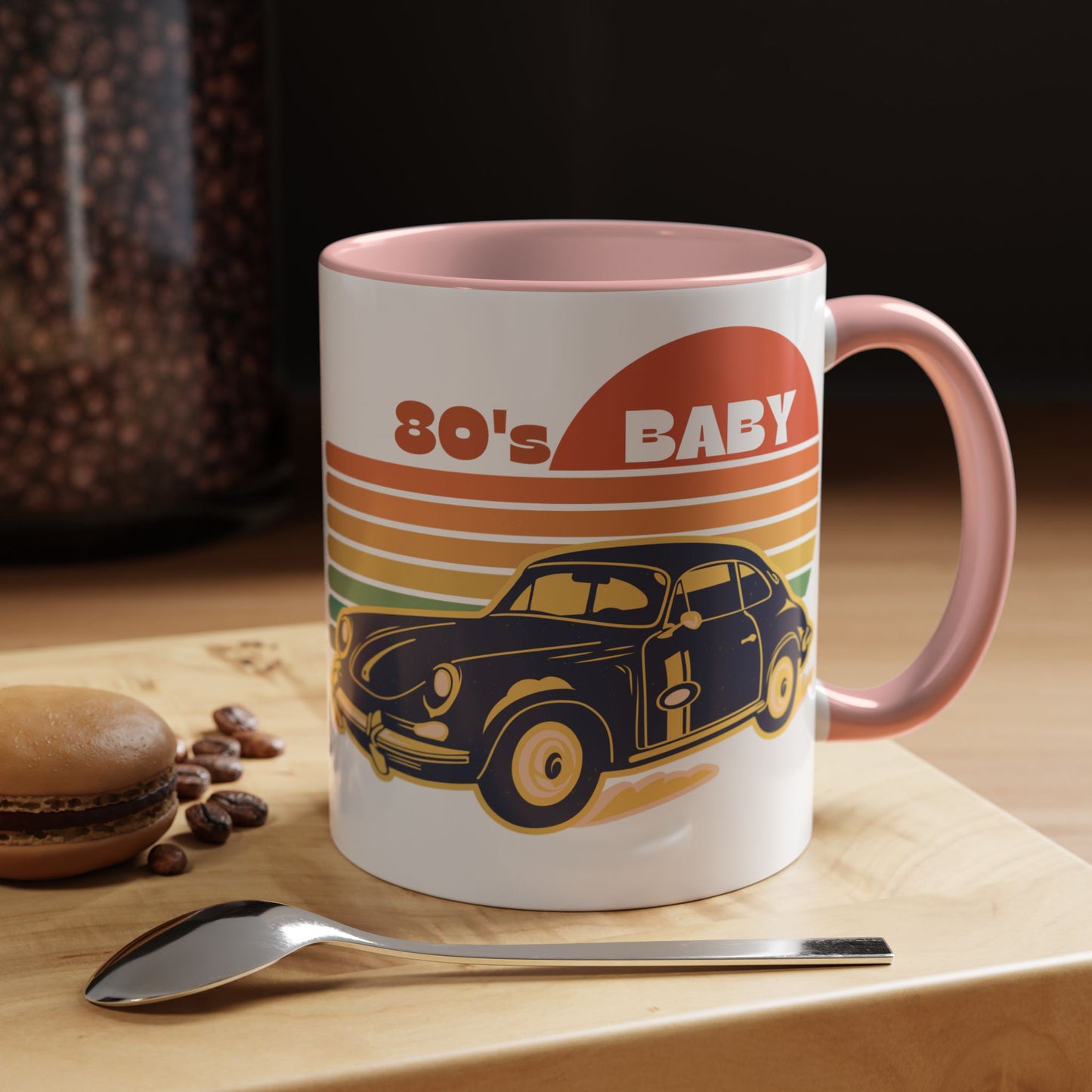 Retro 80's Baby Coffee Mug - Vintage Car Design, Perfect for Nostalgia Lovers