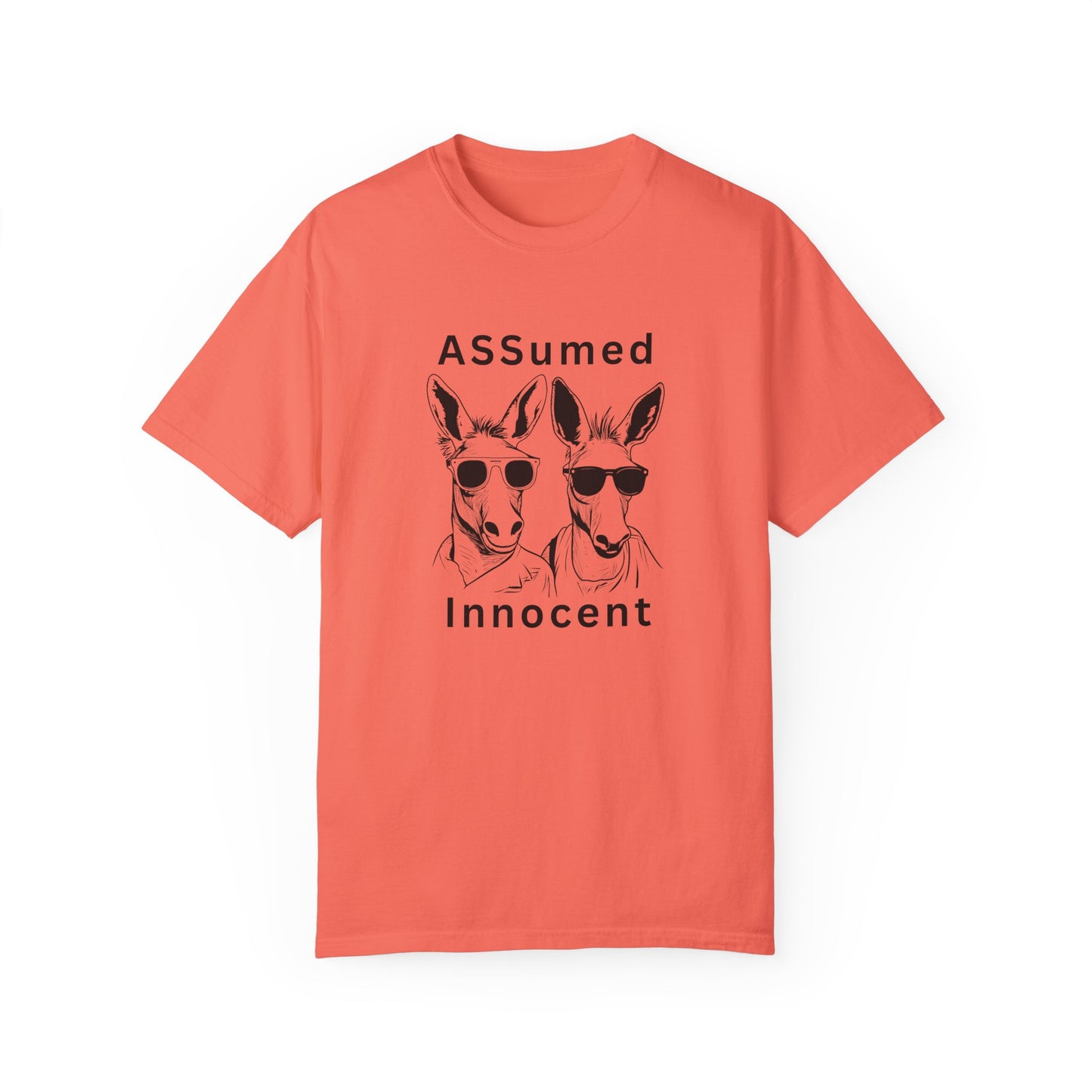 Unisex Garment-Dyed T-Shirt - Funny Kangaroo Design with 'ASSumed Innocent' Text