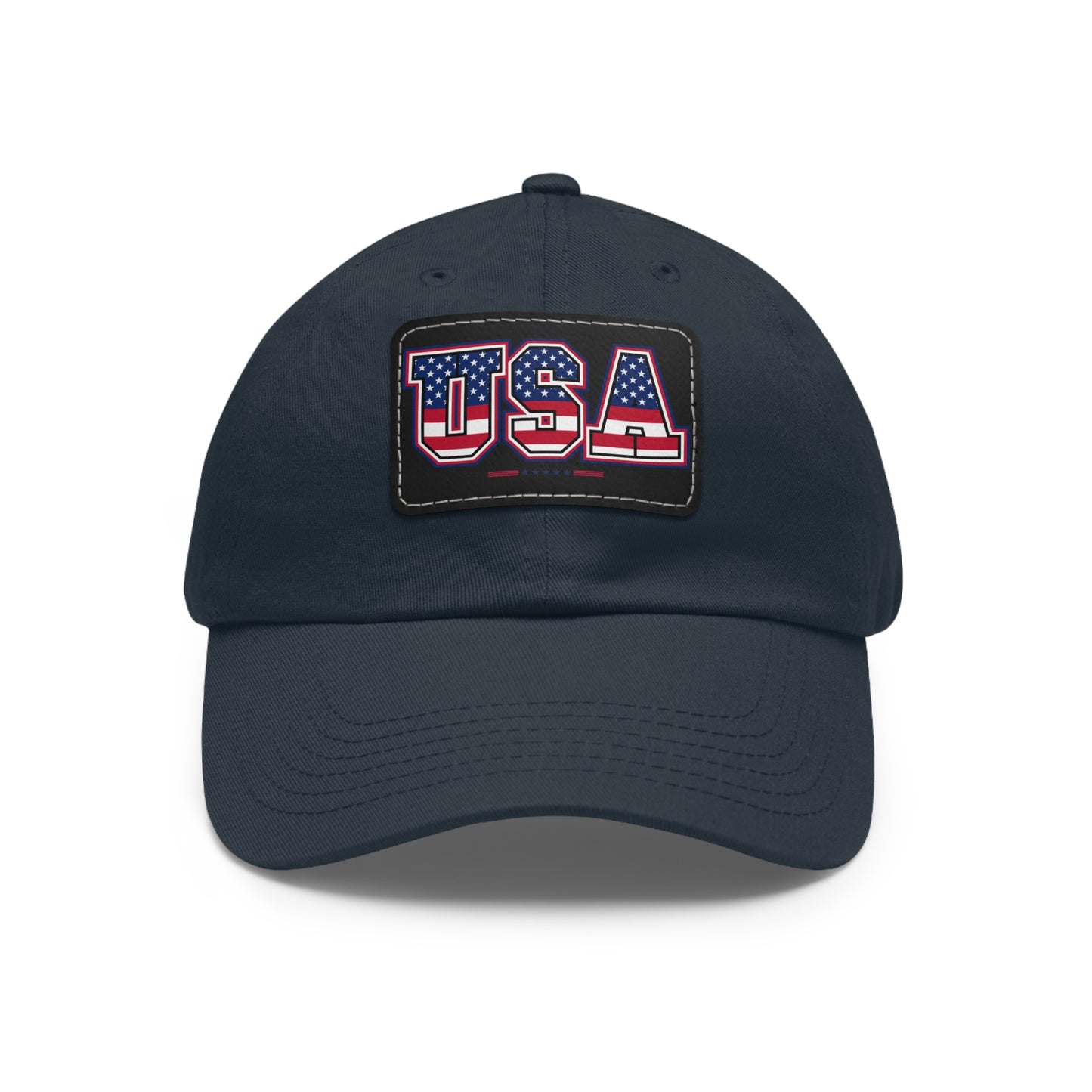 Patriotic USA Dad Hat with Leather Patch