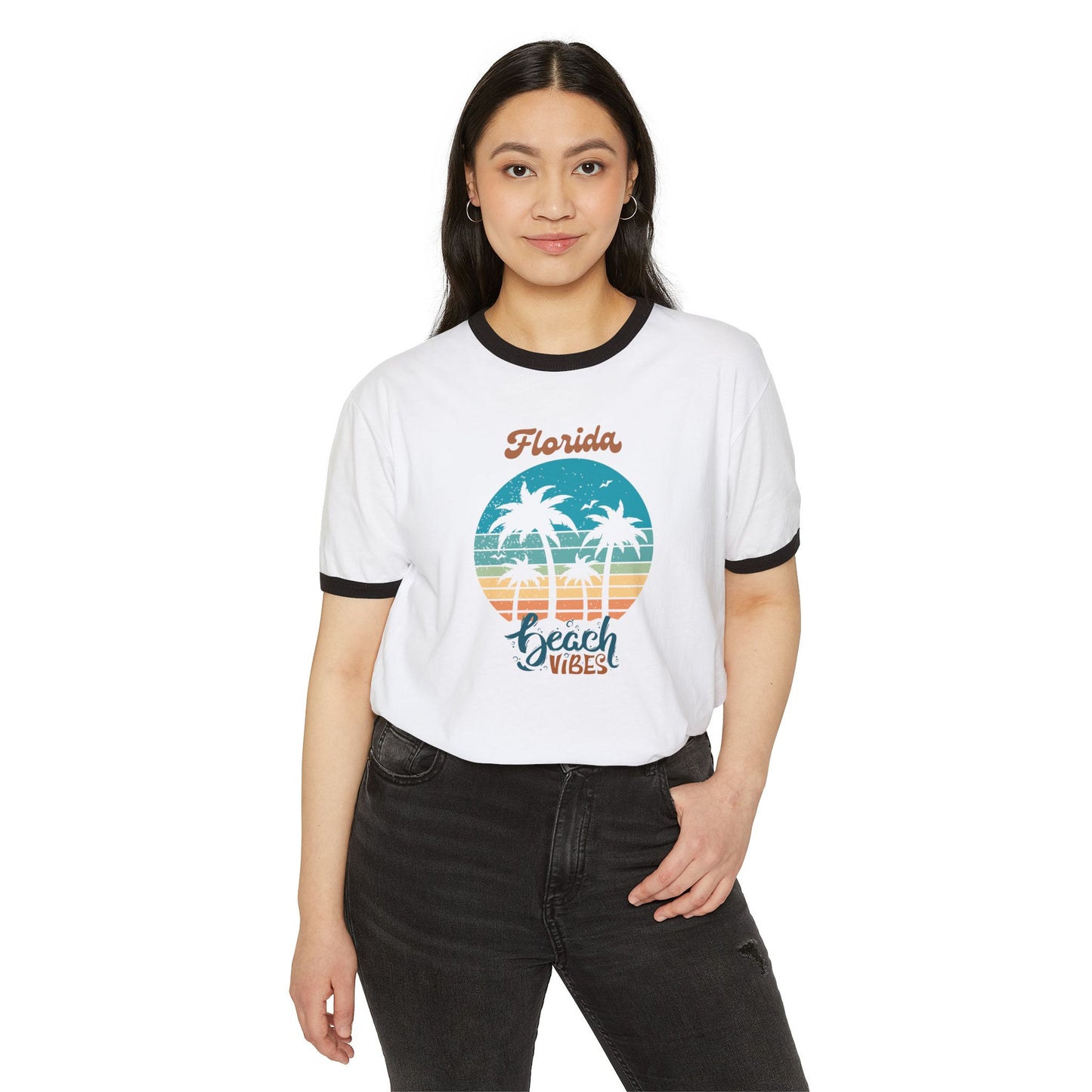 Florida Beach Vibes Unisex Cotton Ringer T-Shirt