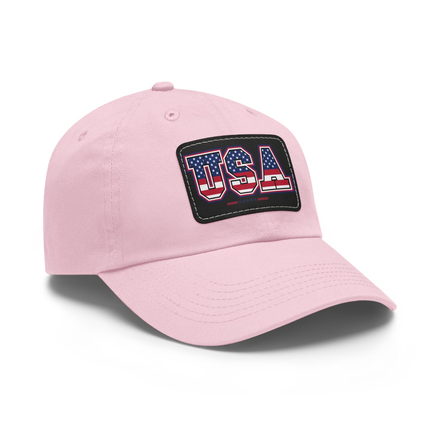 Patriotic USA Dad Hat with Leather Patch