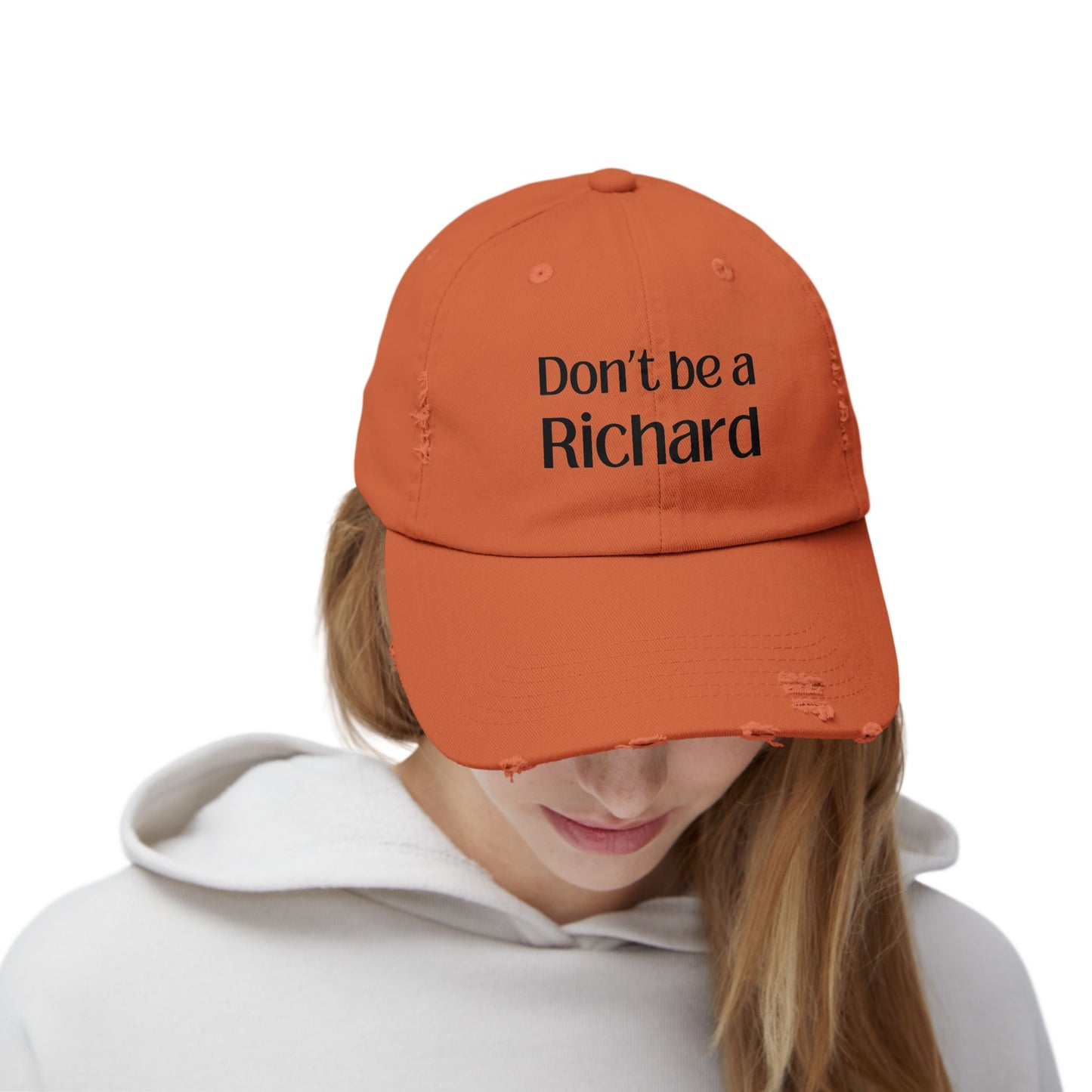 Funny Distressed Cap - 'Don't Be a Richard' Unisex Pink Hat