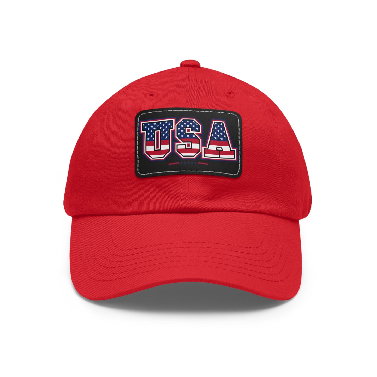 Patriotic USA Dad Hat with Leather Patch