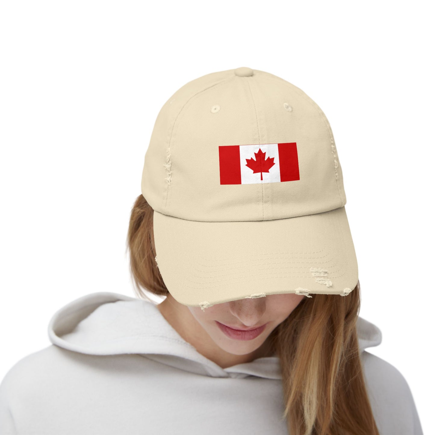 Canada Flag Distressed Cap - Unisex Pink Hat for Casual Style