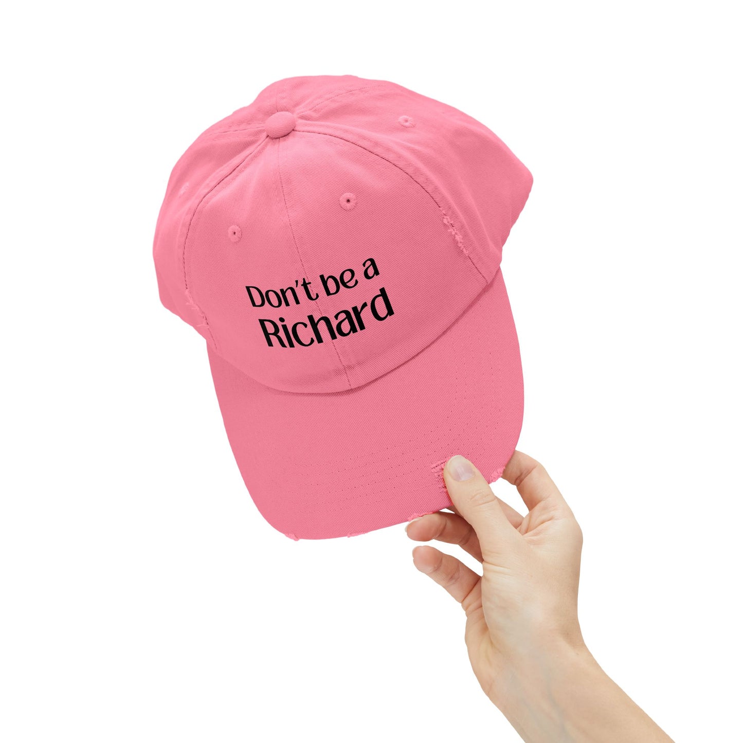 Funny Distressed Cap - 'Don't Be a Richard' Unisex Pink Hat