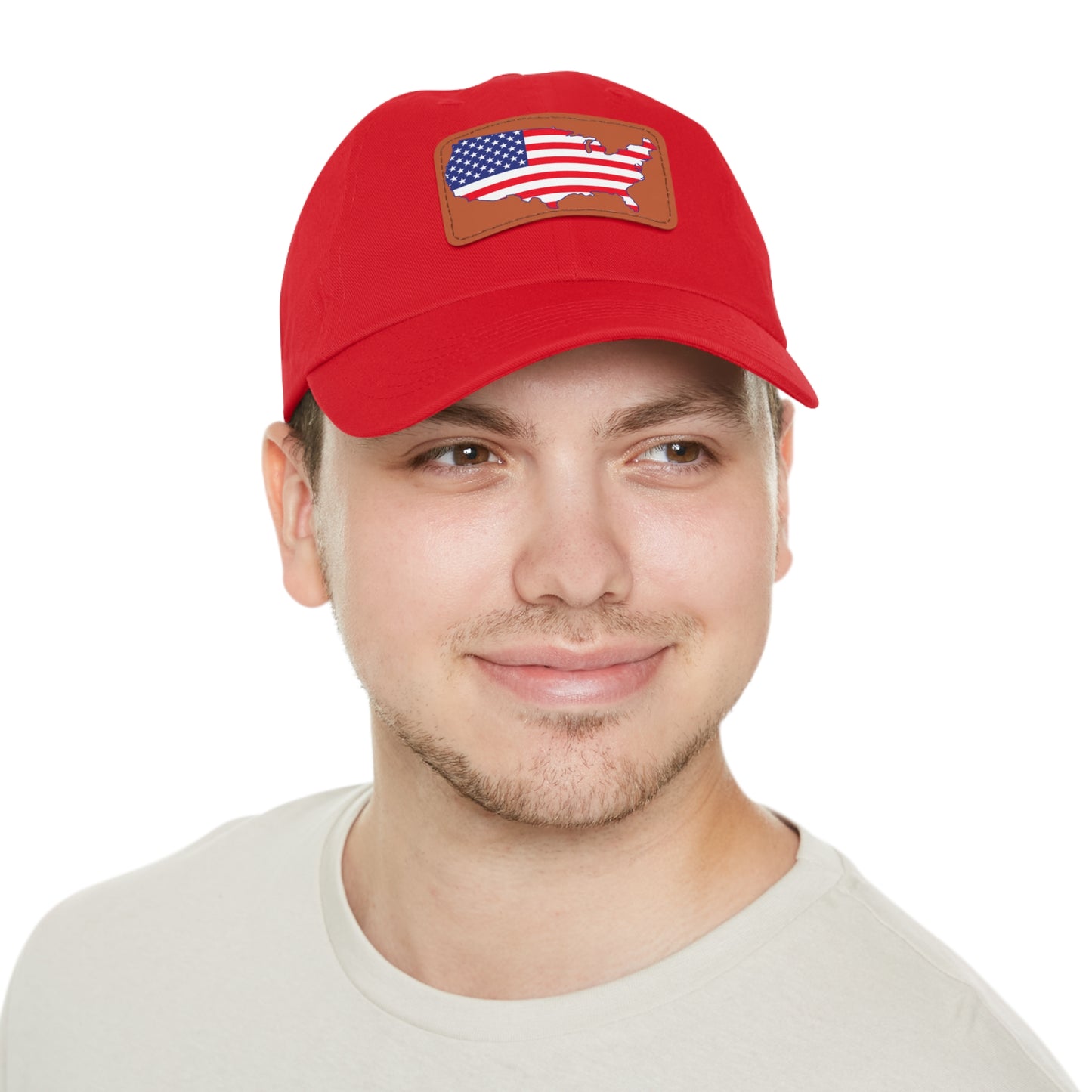 Patriotic Dad Hat with Leather Patch - USA Flag Cap for Outdoors