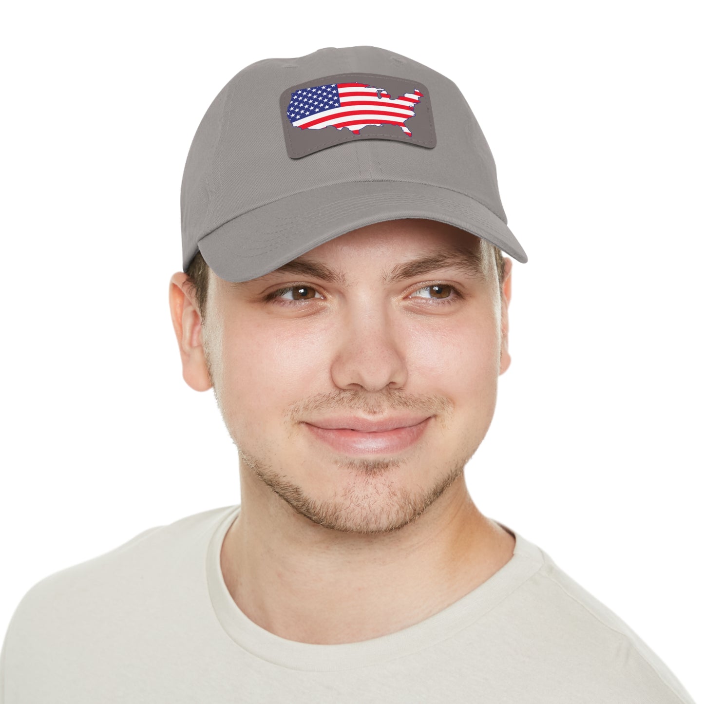 Patriotic Dad Hat with Leather Patch - USA Flag Cap for Outdoors