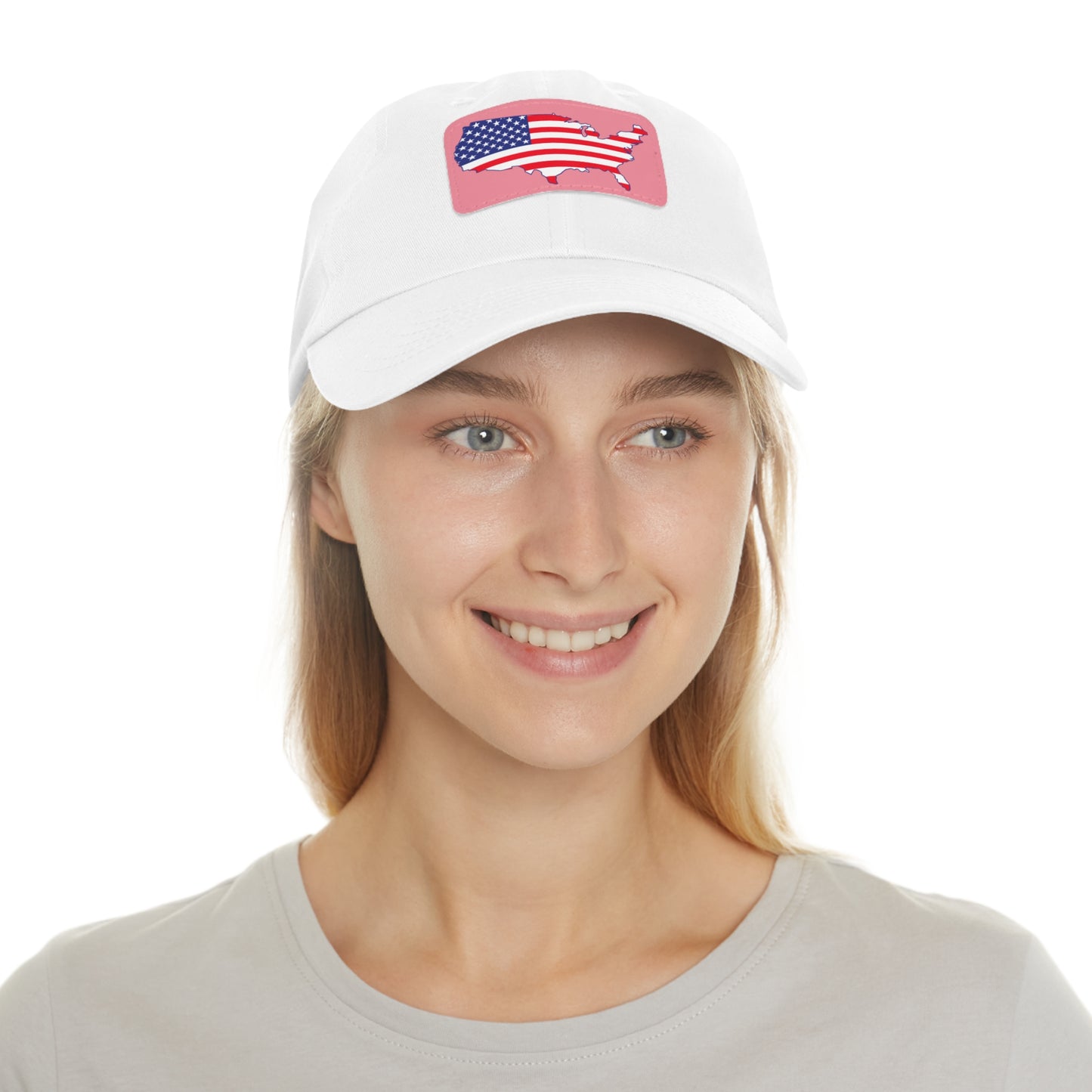 Patriotic Dad Hat with Leather Patch - USA Flag Cap for Outdoors