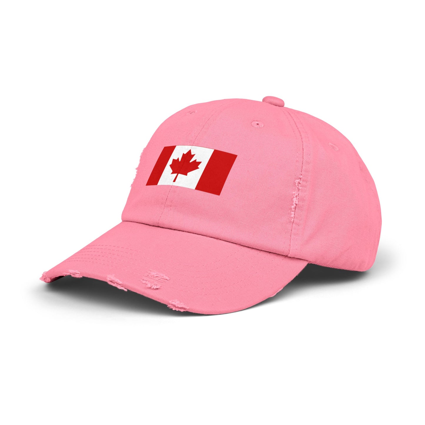 Canada Flag Distressed Cap - Unisex Pink Hat for Casual Style