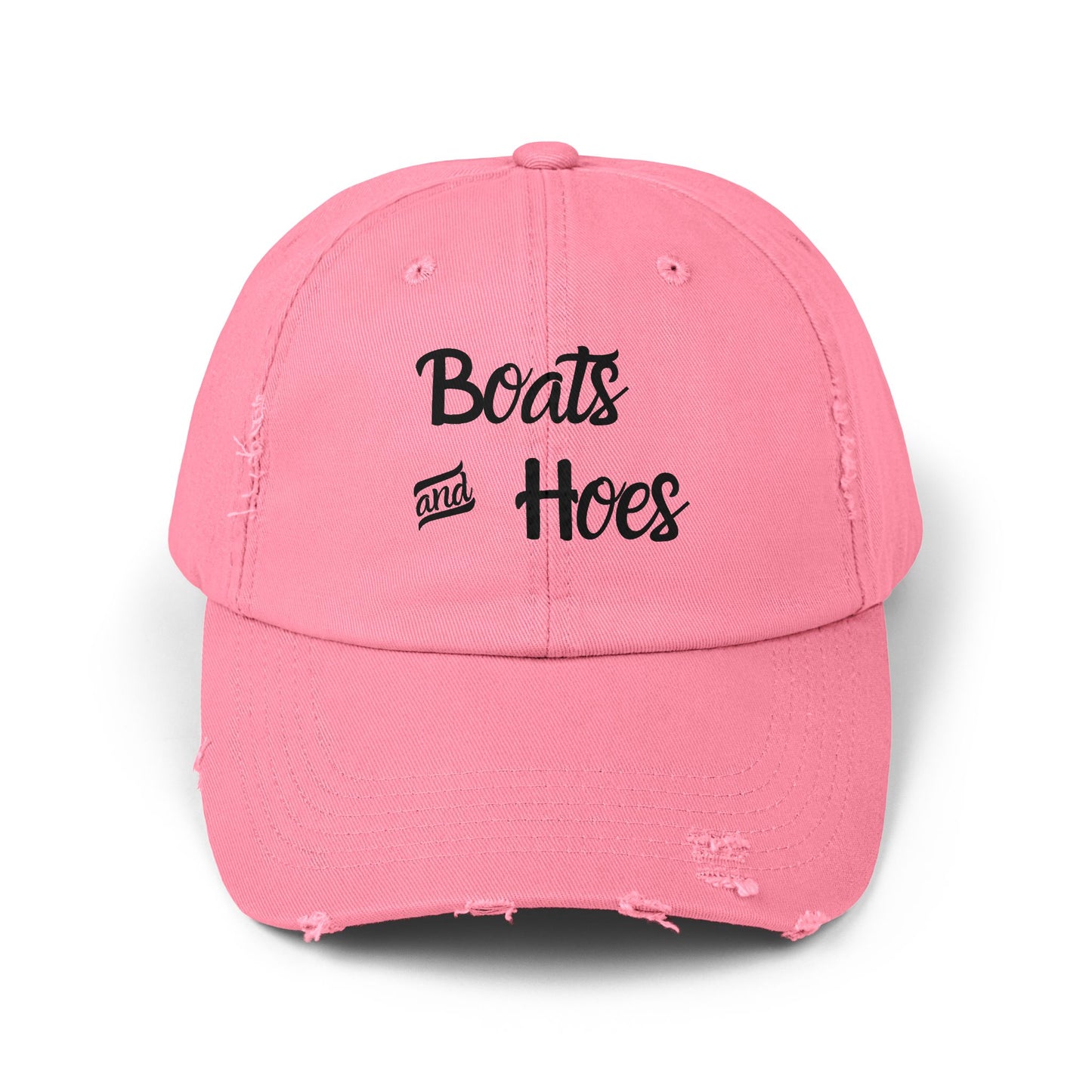 Boats and Hoes Unisex Distressed Cap - Fun Summer Hat for Beach Days and Parties