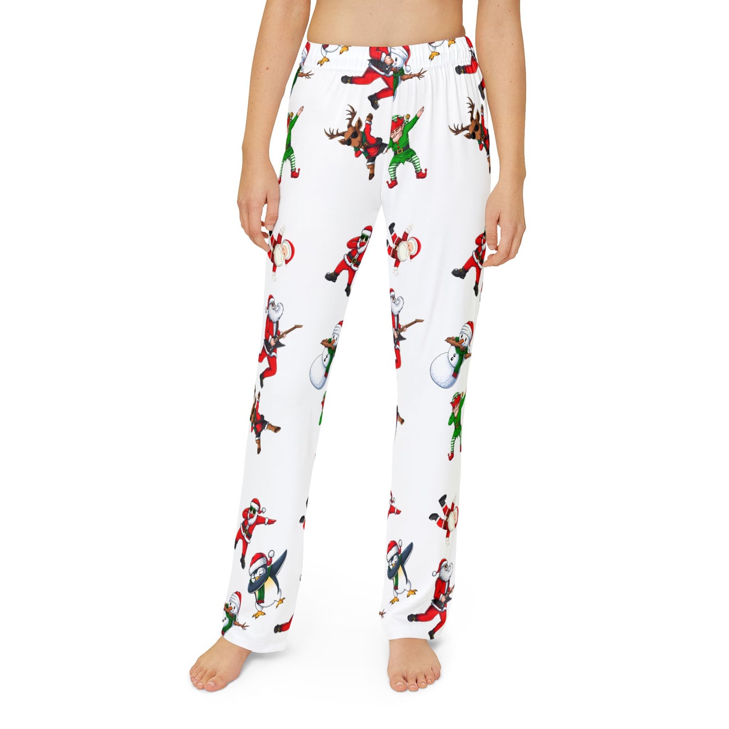 Festive Kids Pajama Pants - Holiday Snowmen & Santa Design