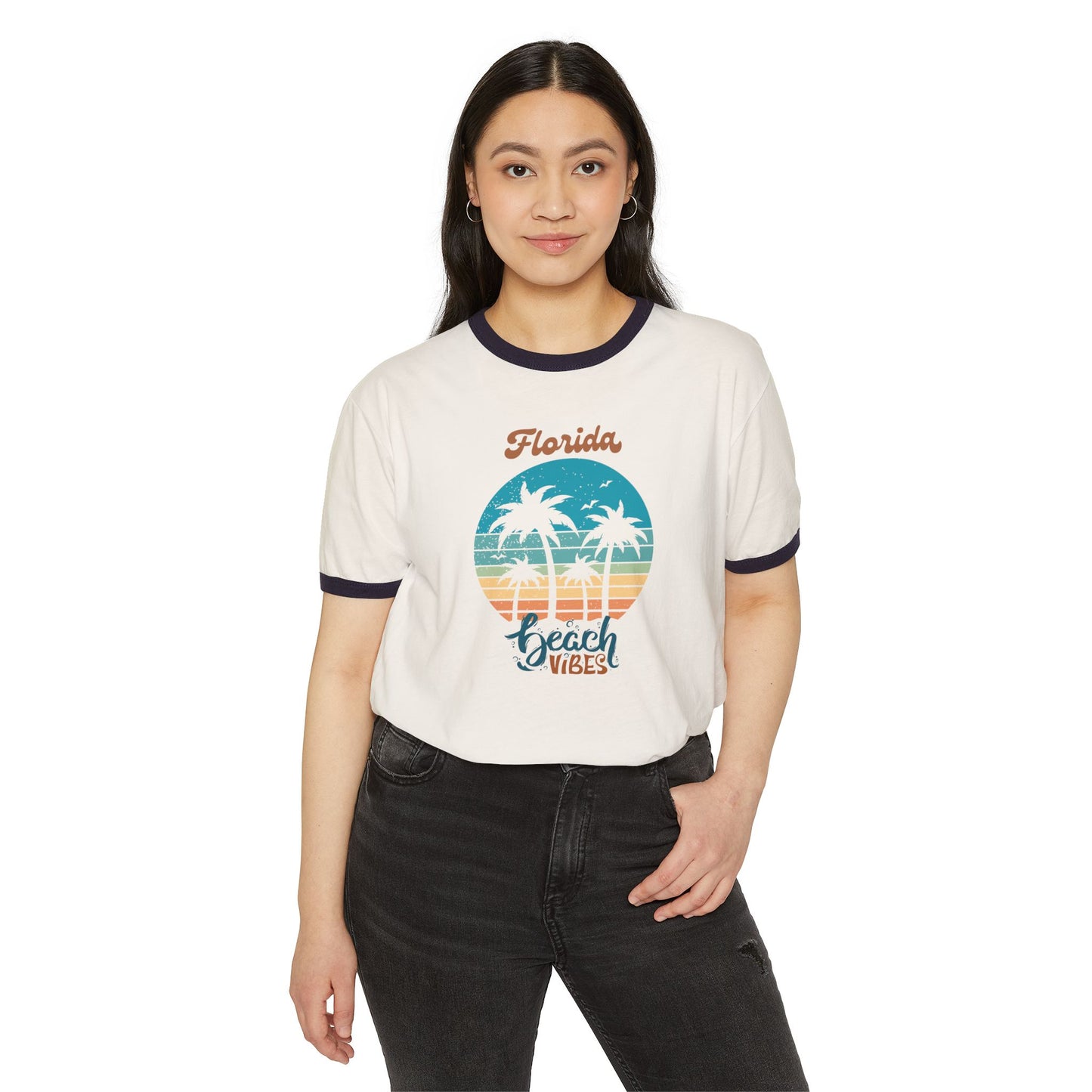 Florida Beach Vibes Unisex Cotton Ringer T-Shirt