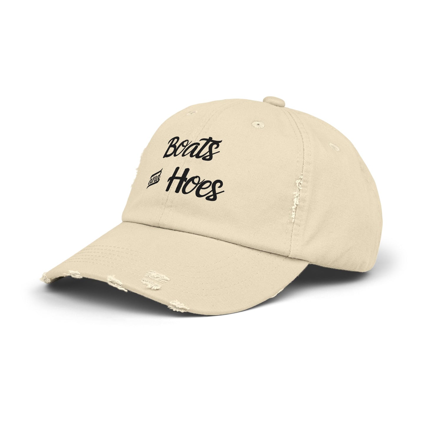 Boats and Hoes Unisex Distressed Cap - Fun Summer Hat for Beach Days and Parties