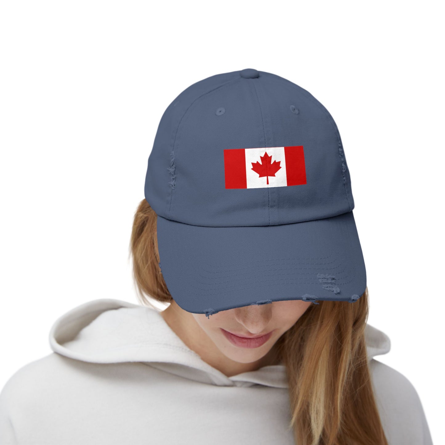 Canada Flag Distressed Cap - Unisex Pink Hat for Casual Style