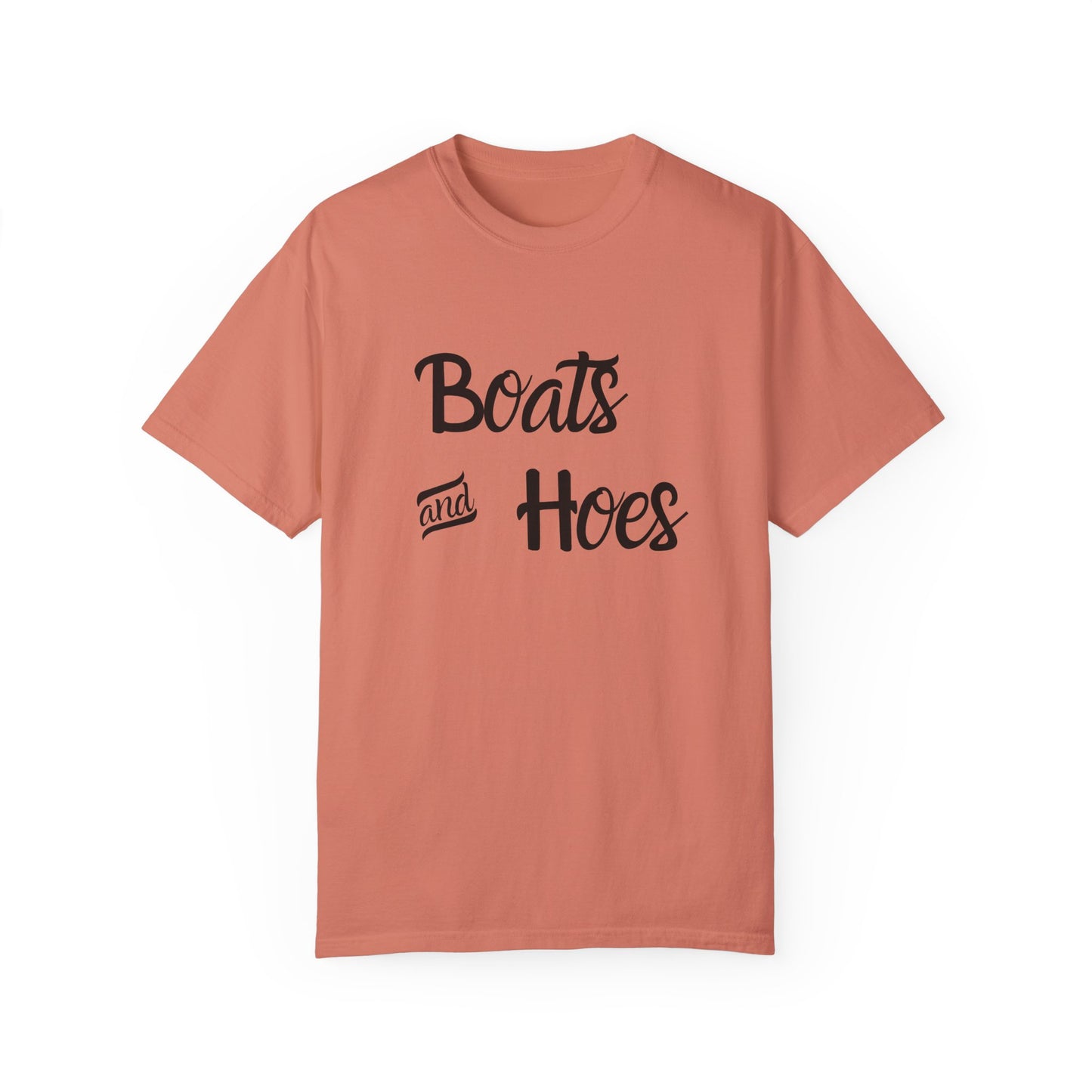 Unisex Garment-Dyed T-shirt: 'Boats and Hoes' Casual Tee for Summer Vibes