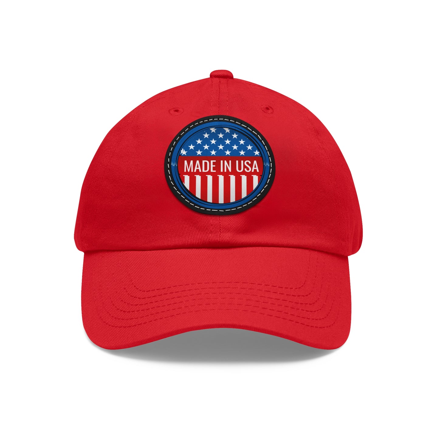 Patriotic Dad Hat with Leather Patch - Made in USA