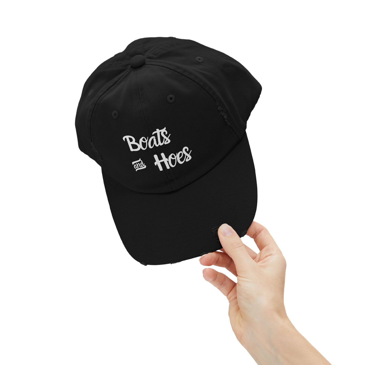 Unisex Distressed Cap - Boats and Hoes Cool Casual Hat for Summer Fun