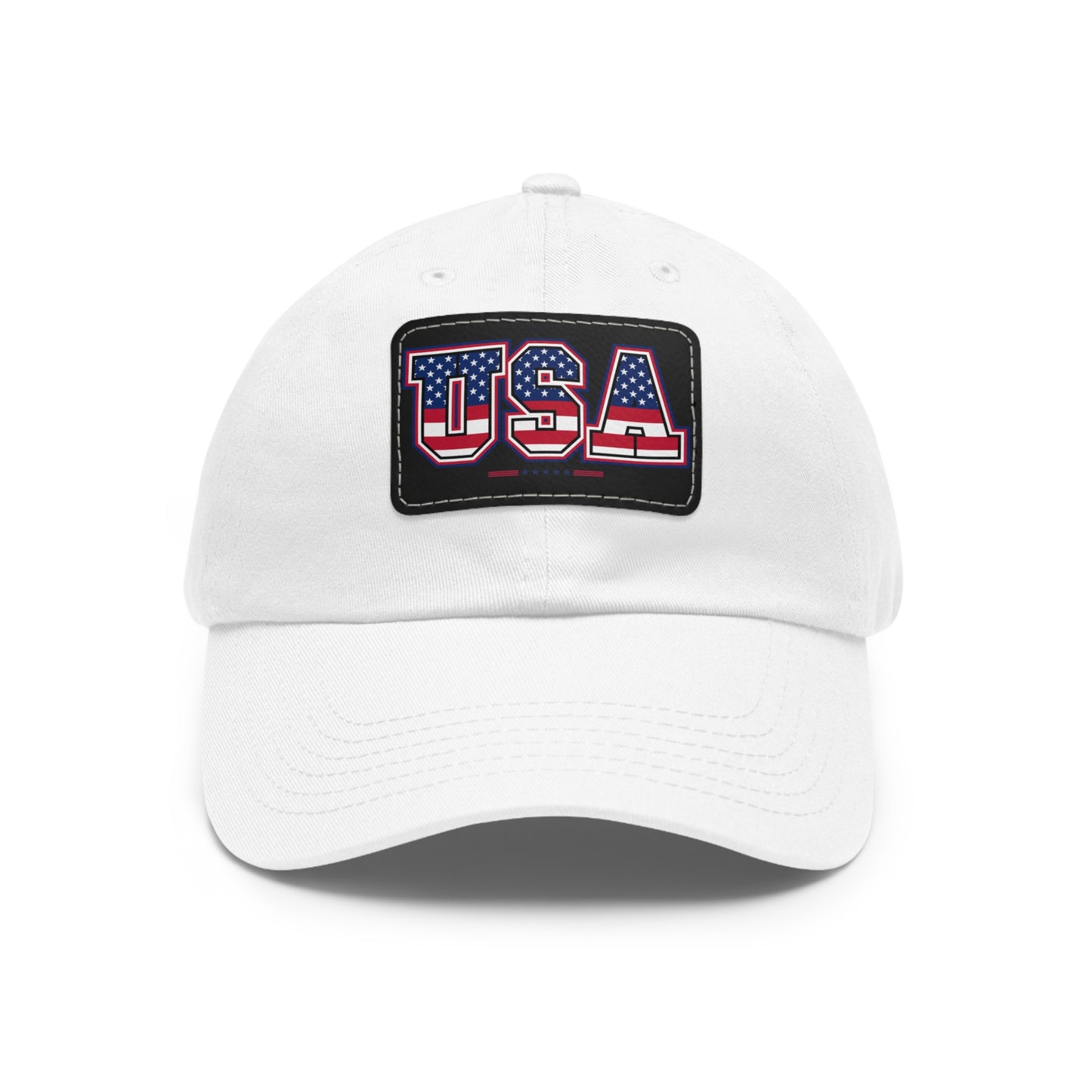 Patriotic USA Dad Hat with Leather Patch