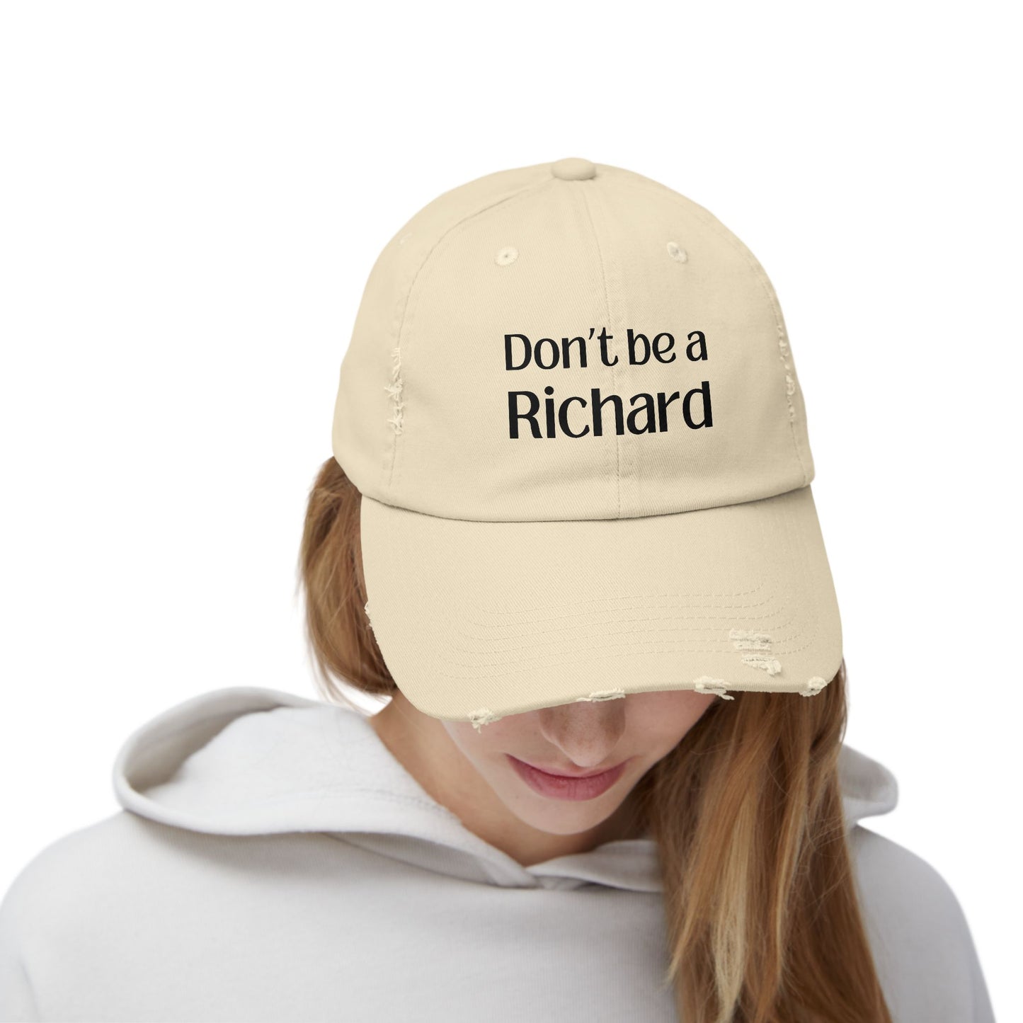 Funny Distressed Cap - 'Don't Be a Richard' Unisex Pink Hat