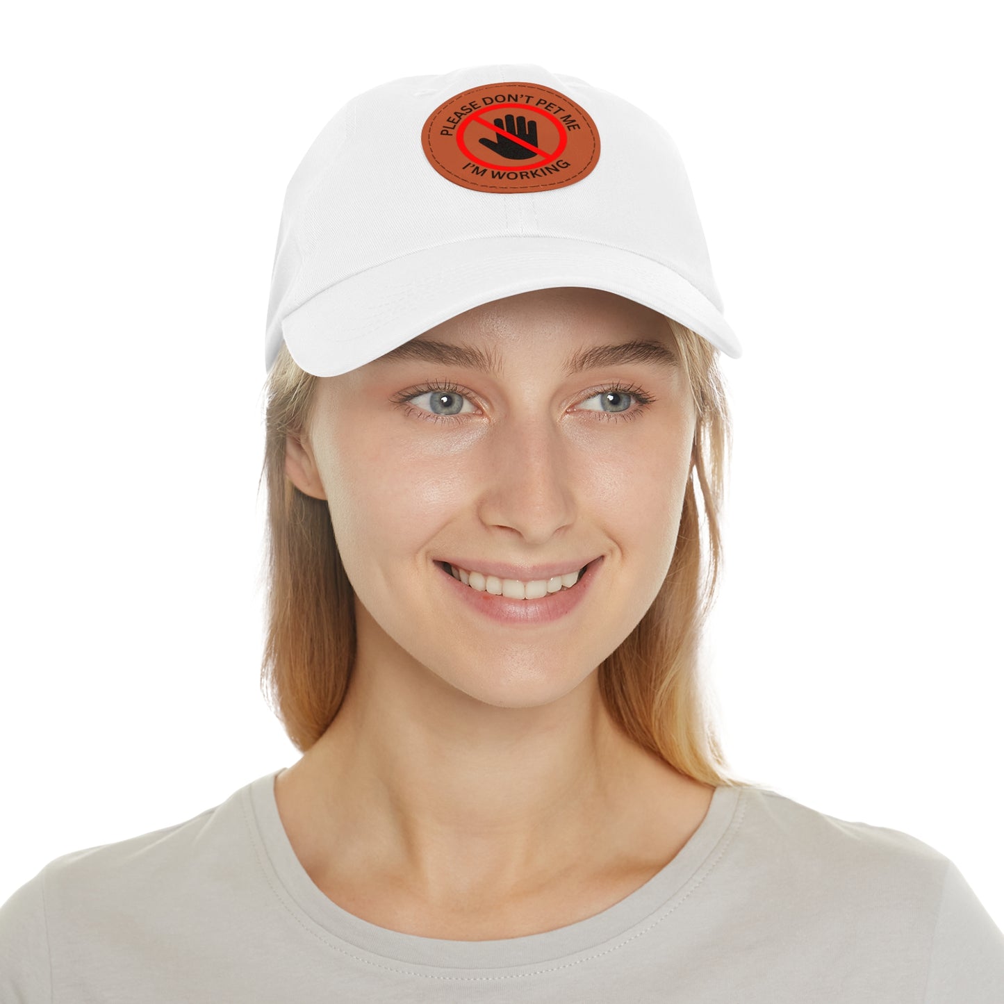 Funny Dad Hat with Leather Patch - 'Please Don't Pet Me, I'm Working'