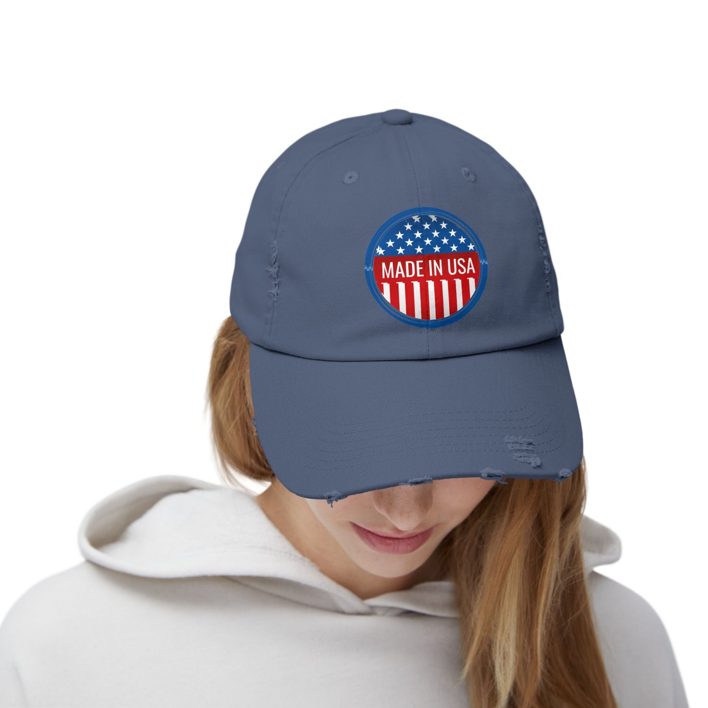 Unisex Distressed Cap with 'Made in USA' Patch - Perfect for Patriotic Events and Everyday Wear