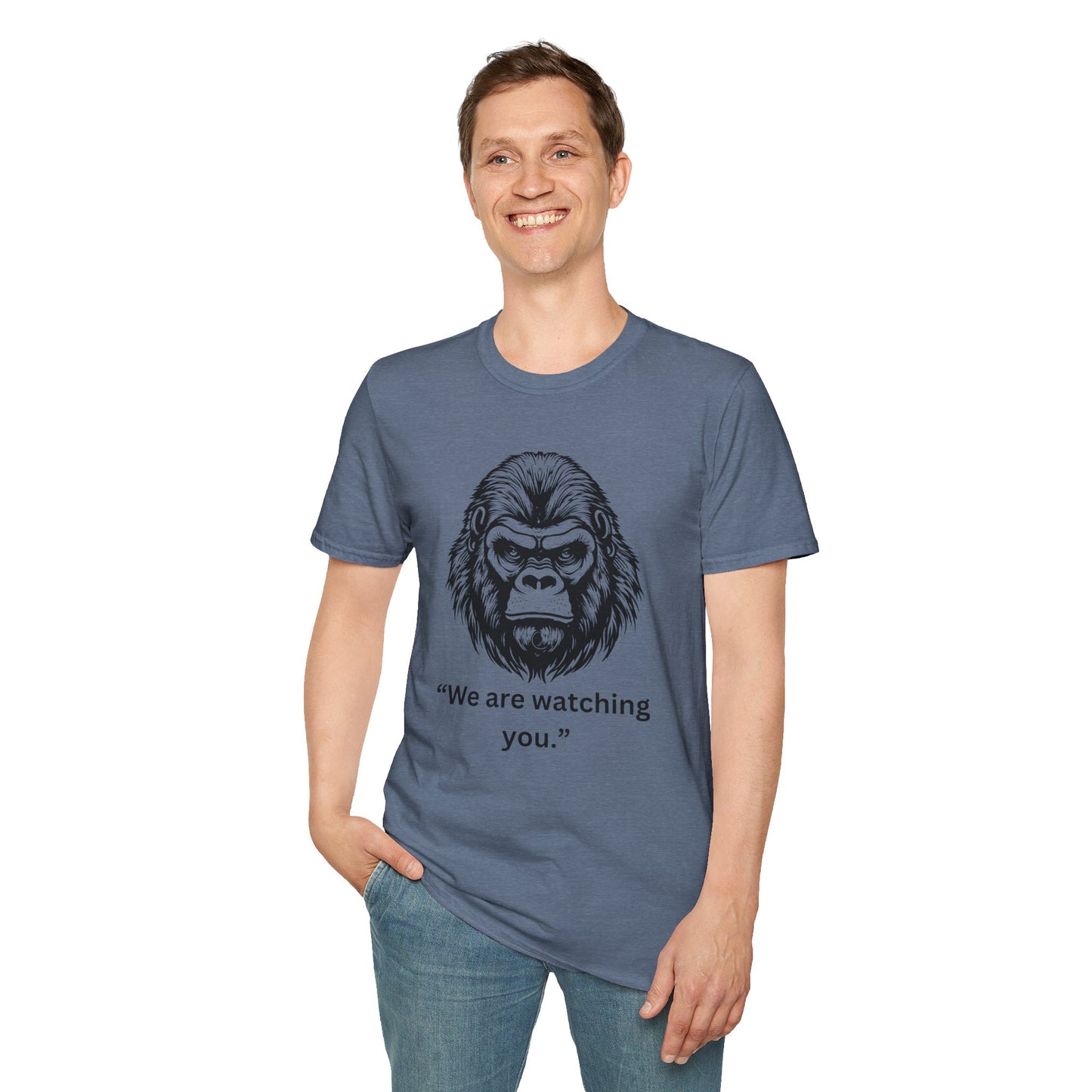 Funny Gorilla Movie Watcher Unisex Softstyle T-Shirt