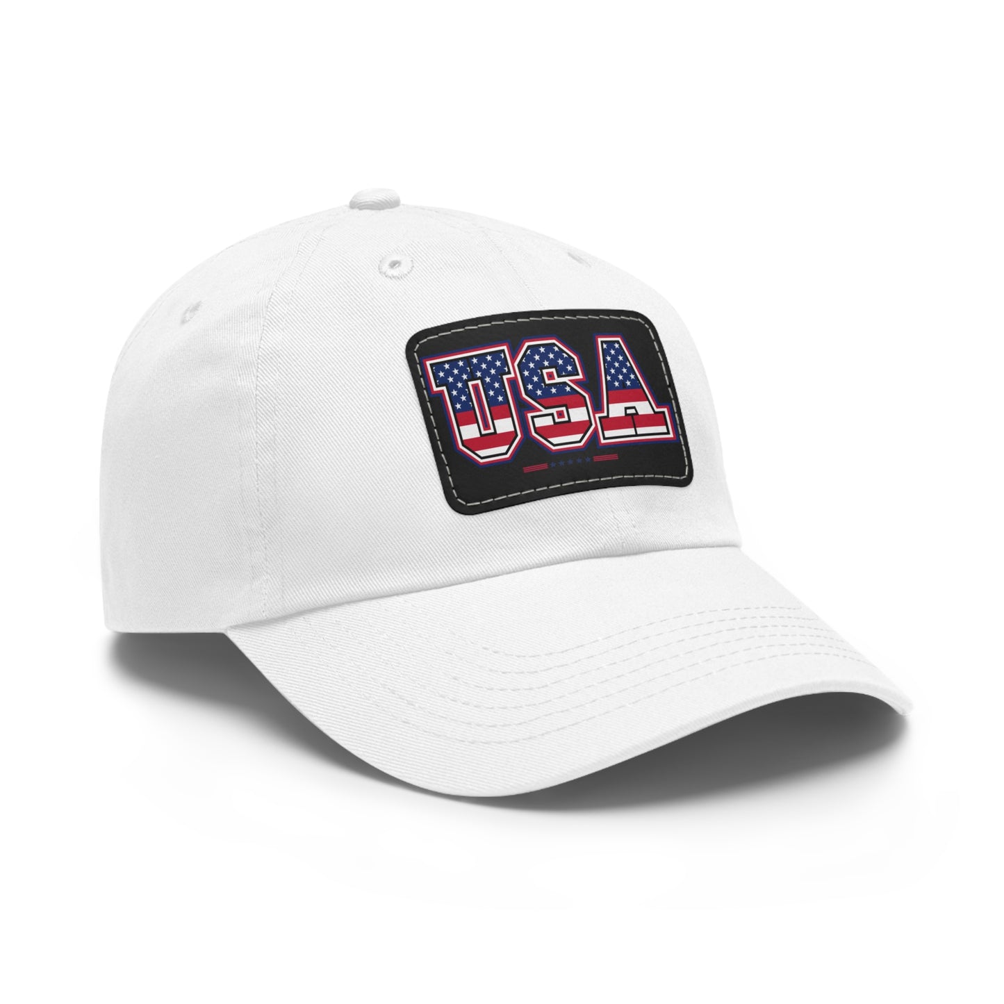 Patriotic USA Dad Hat with Leather Patch