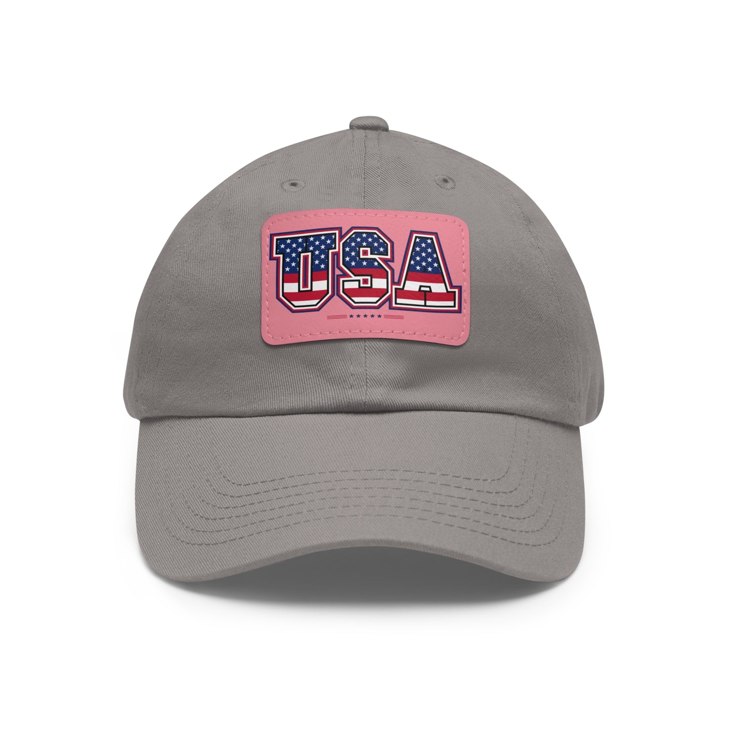 Patriotic USA Dad Hat with Leather Patch