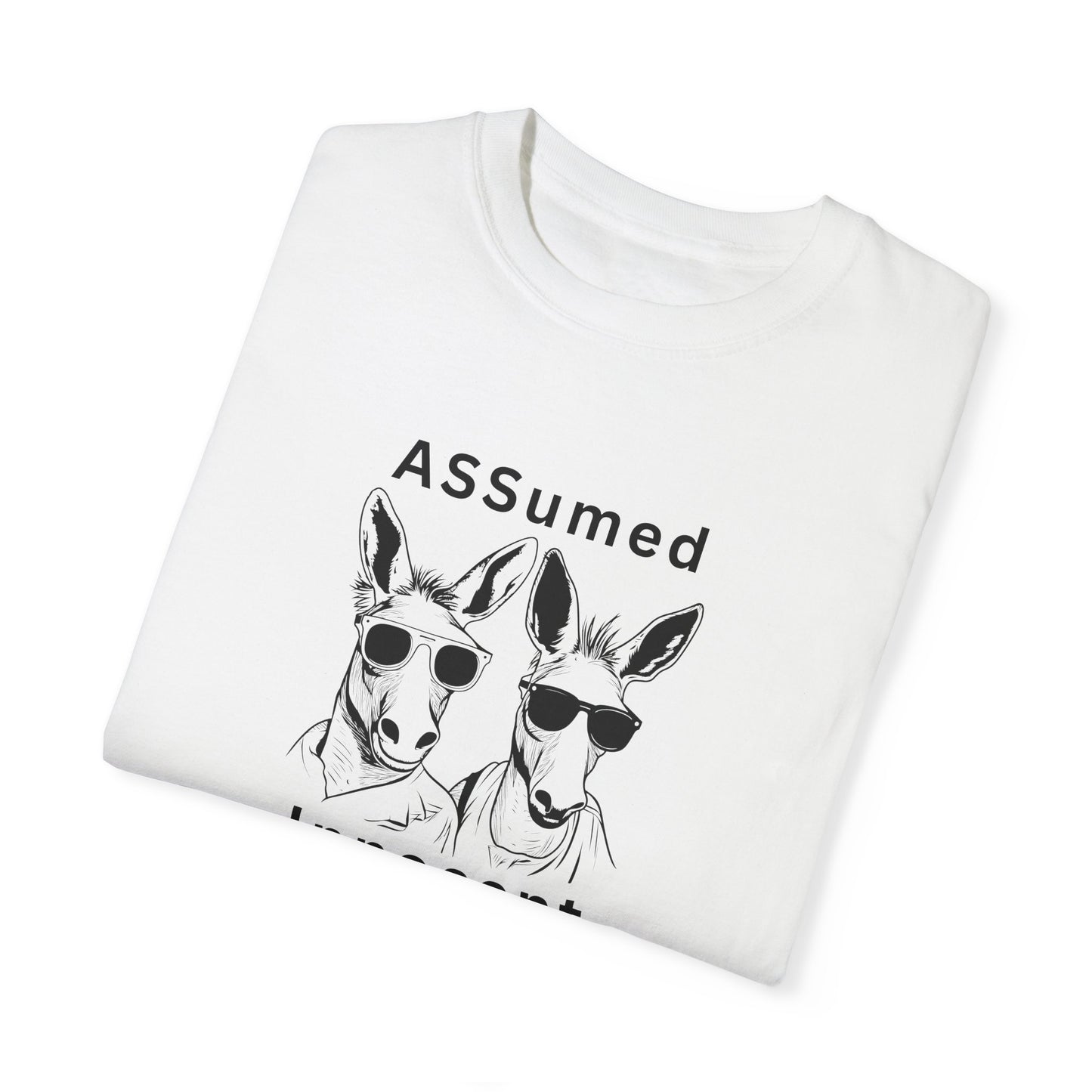 Unisex Garment-Dyed T-Shirt - Funny Kangaroo Design with 'ASSumed Innocent' Text