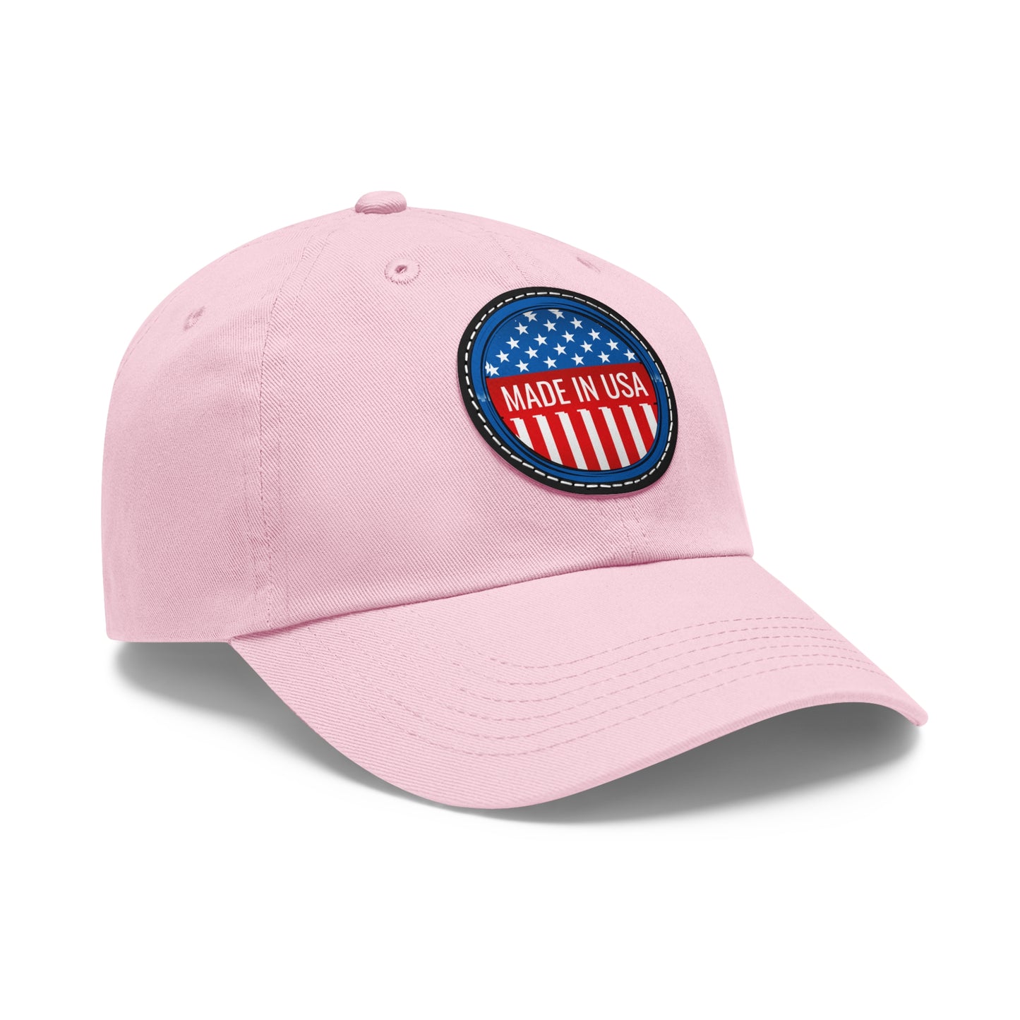 Patriotic Dad Hat with Leather Patch - Made in USA