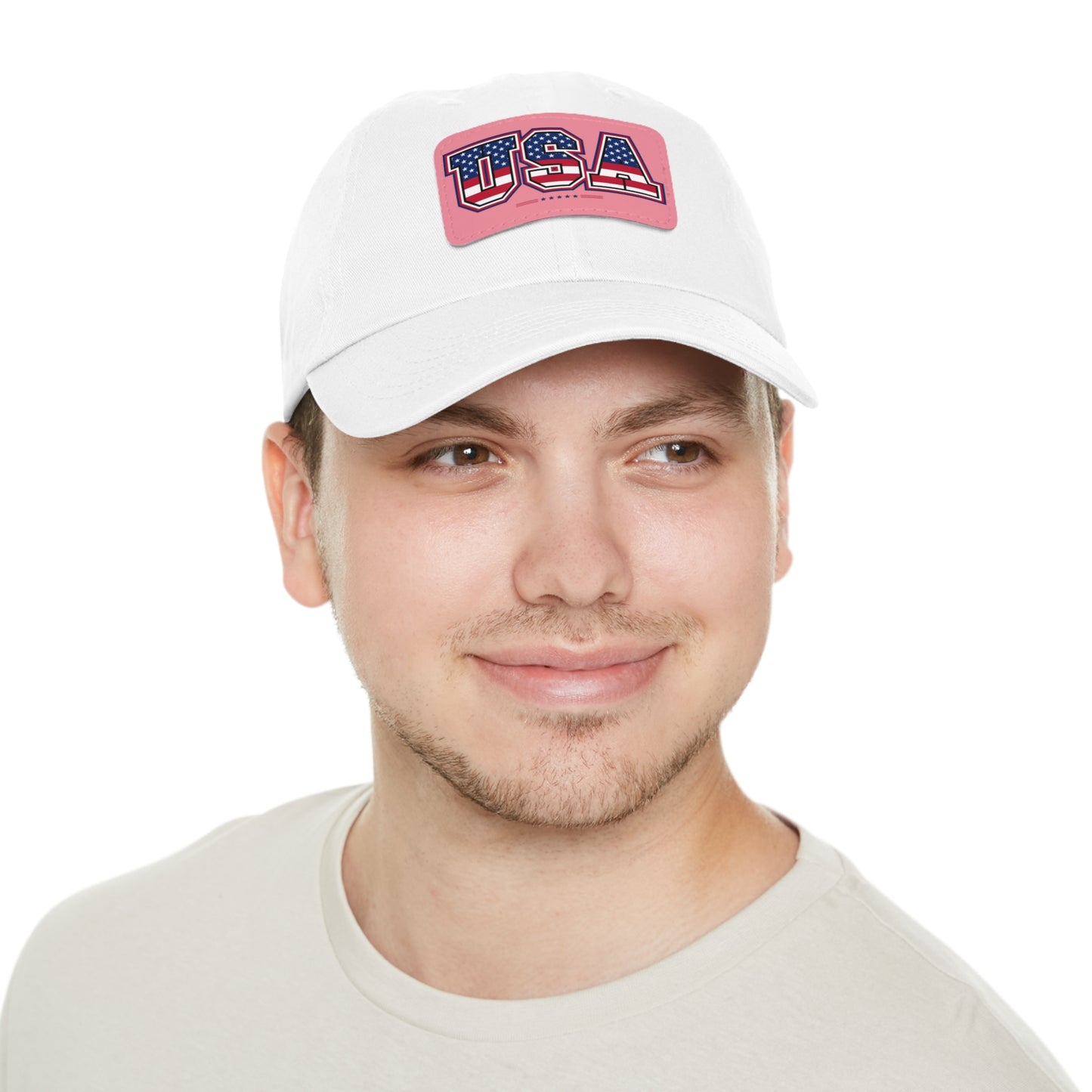 Patriotic USA Dad Hat with Leather Patch