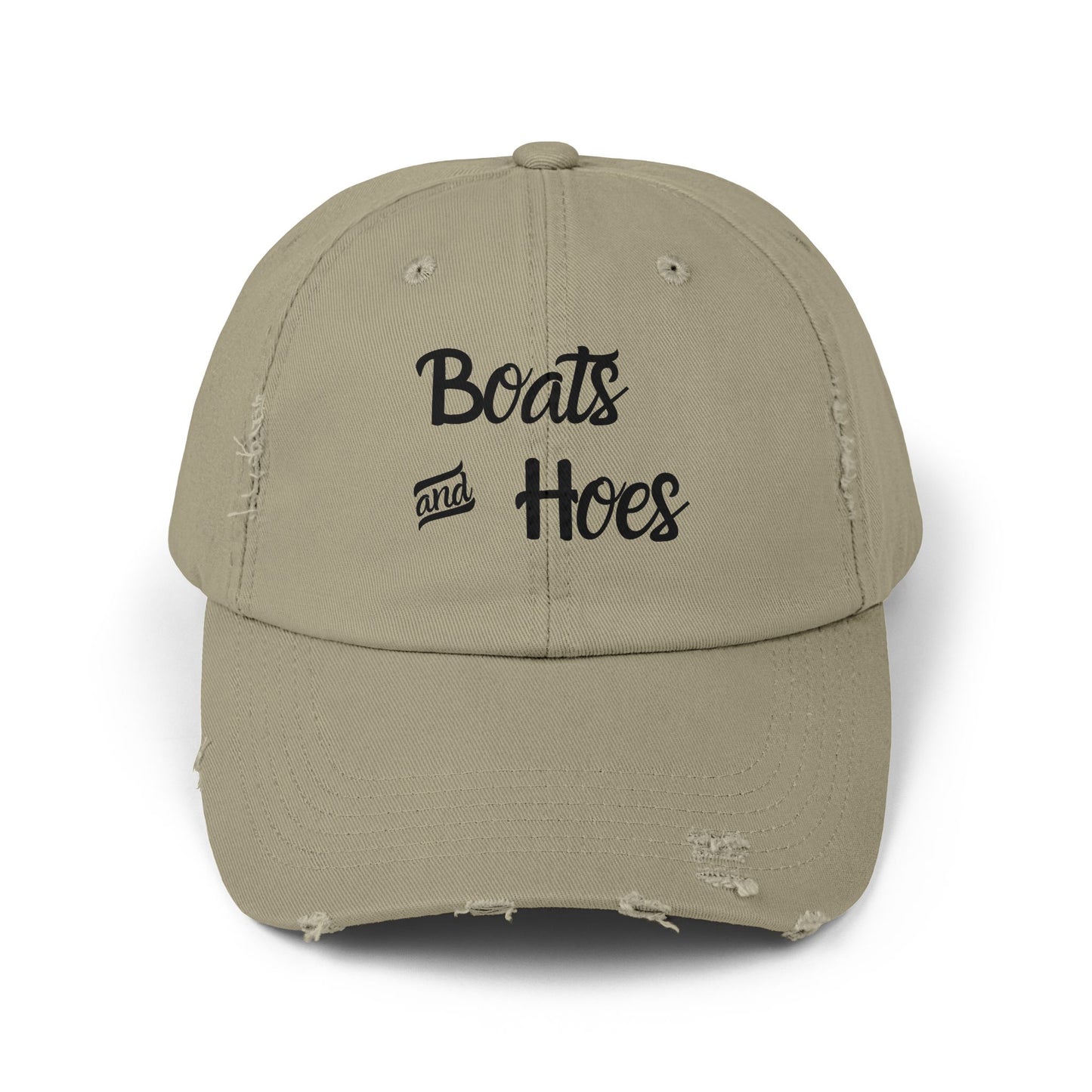 Boats and Hoes Unisex Distressed Cap - Fun Summer Hat for Beach Days and Parties