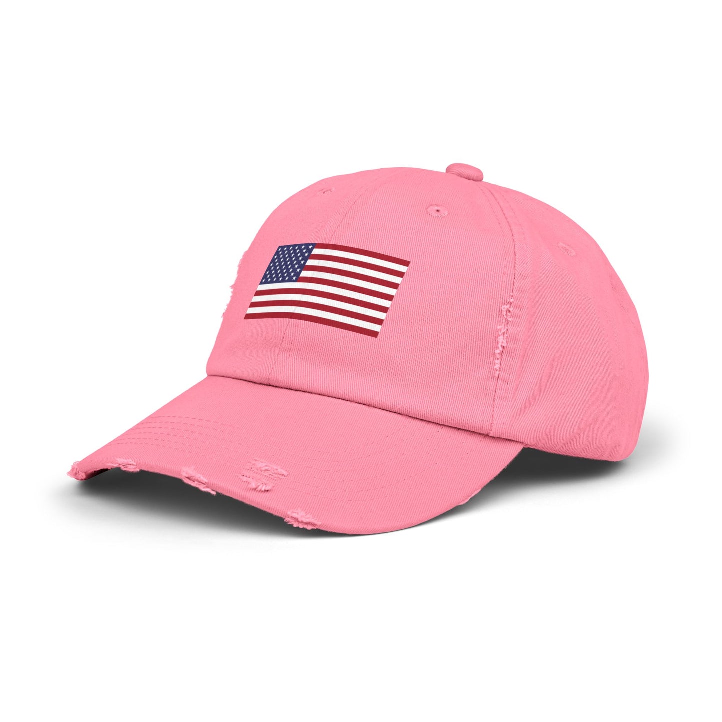 Unisex Distressed American Flag Cap - Trendy Pink Hat for Patriotic Style