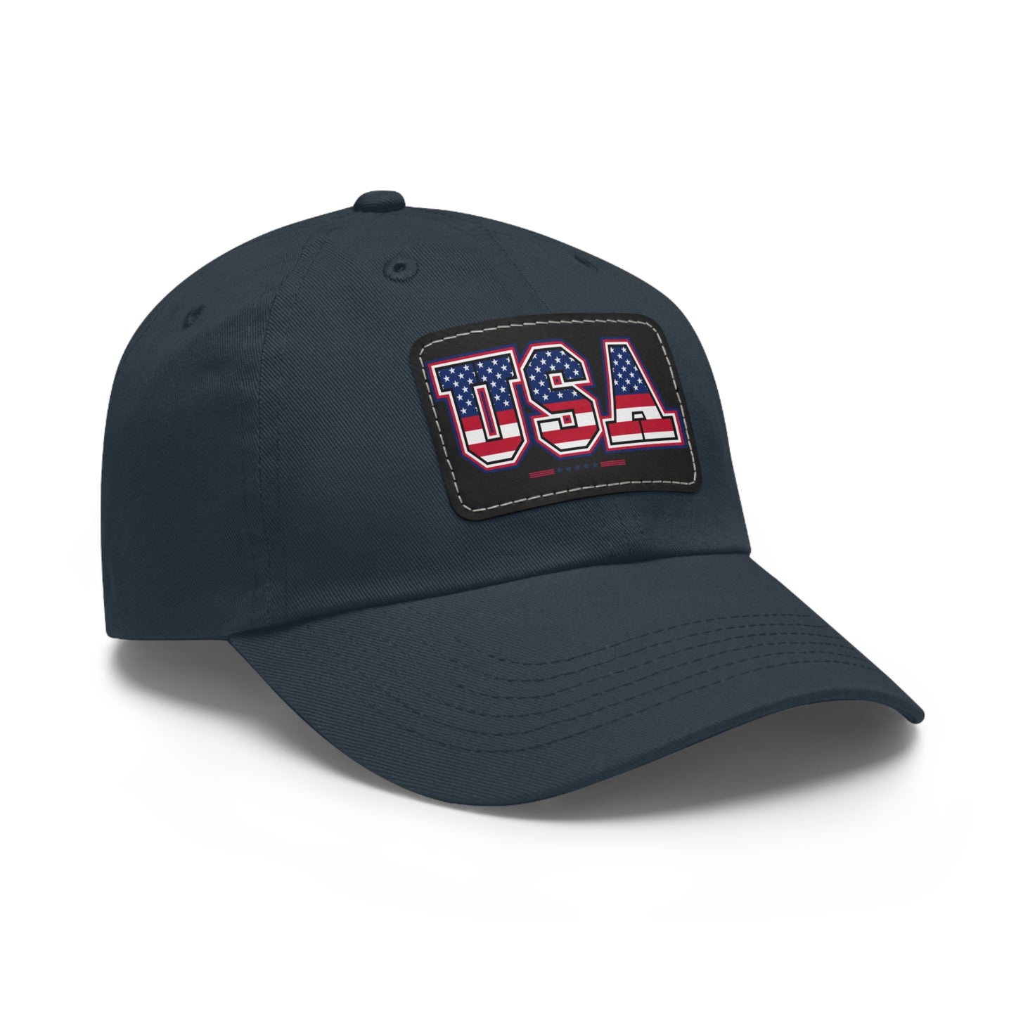 Patriotic USA Dad Hat with Leather Patch