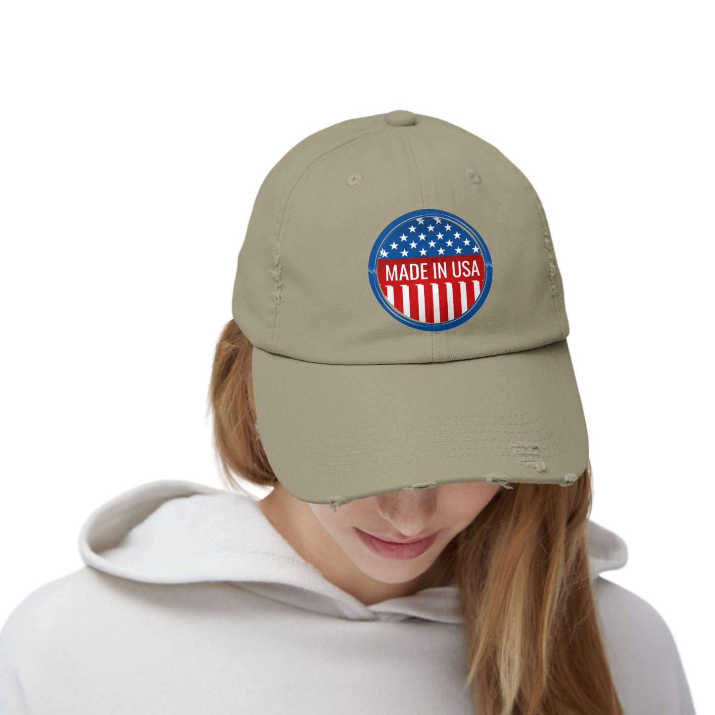 Unisex Distressed Cap with 'Made in USA' Patch - Perfect for Patriotic Events and Everyday Wear