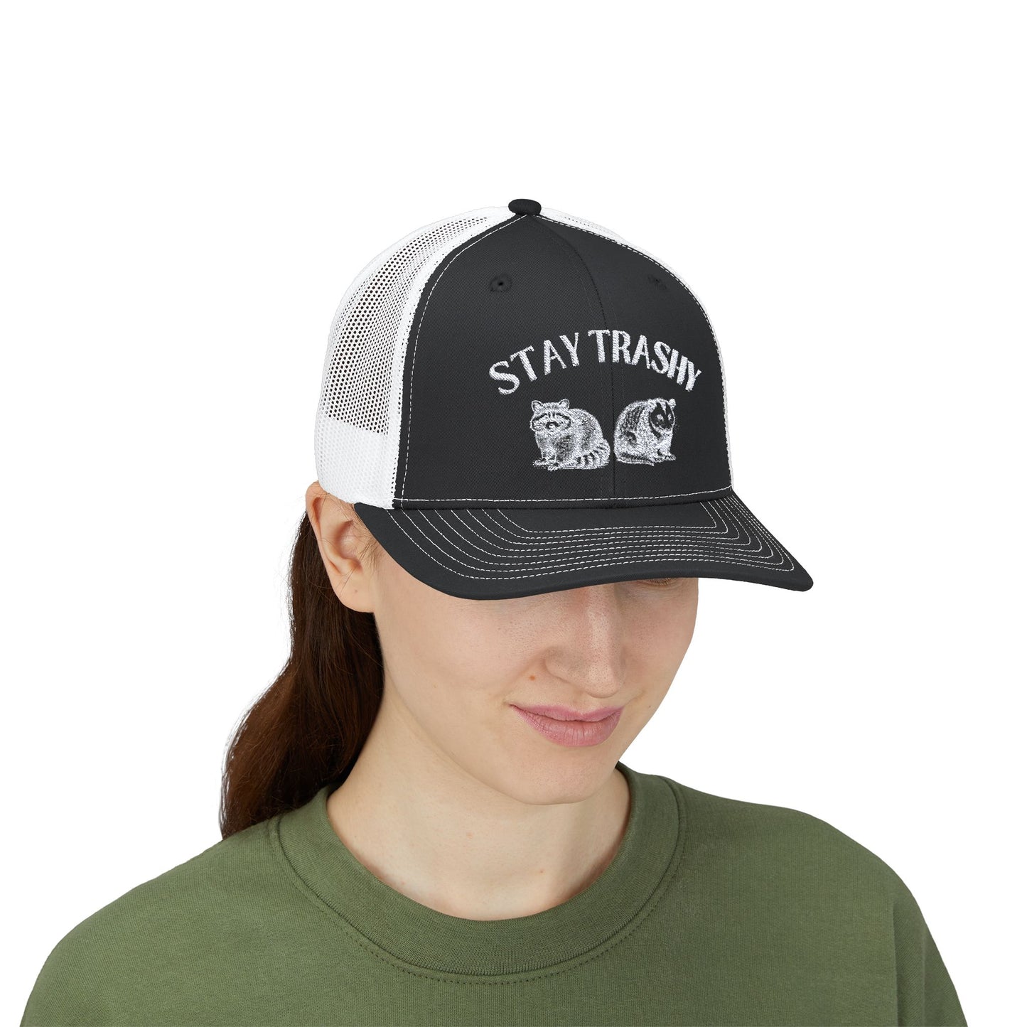 Stay Trashy Snapback Trucker Cap - Fun Casual Style for Raccoon Lovers