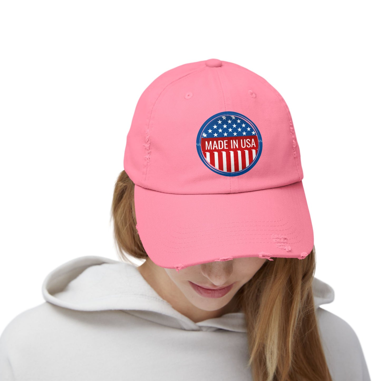 Unisex Distressed Cap with 'Made in USA' Patch - Perfect for Patriotic Events and Everyday Wear