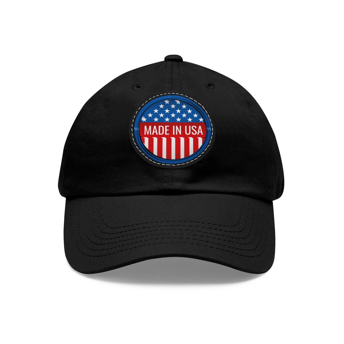 Patriotic Dad Hat with Leather Patch - Made in USA