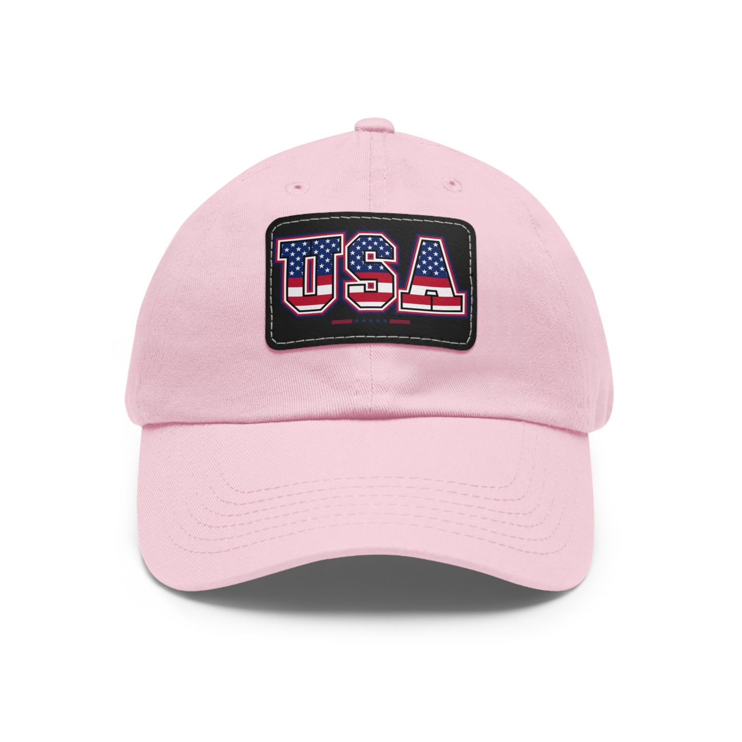 Patriotic USA Dad Hat with Leather Patch