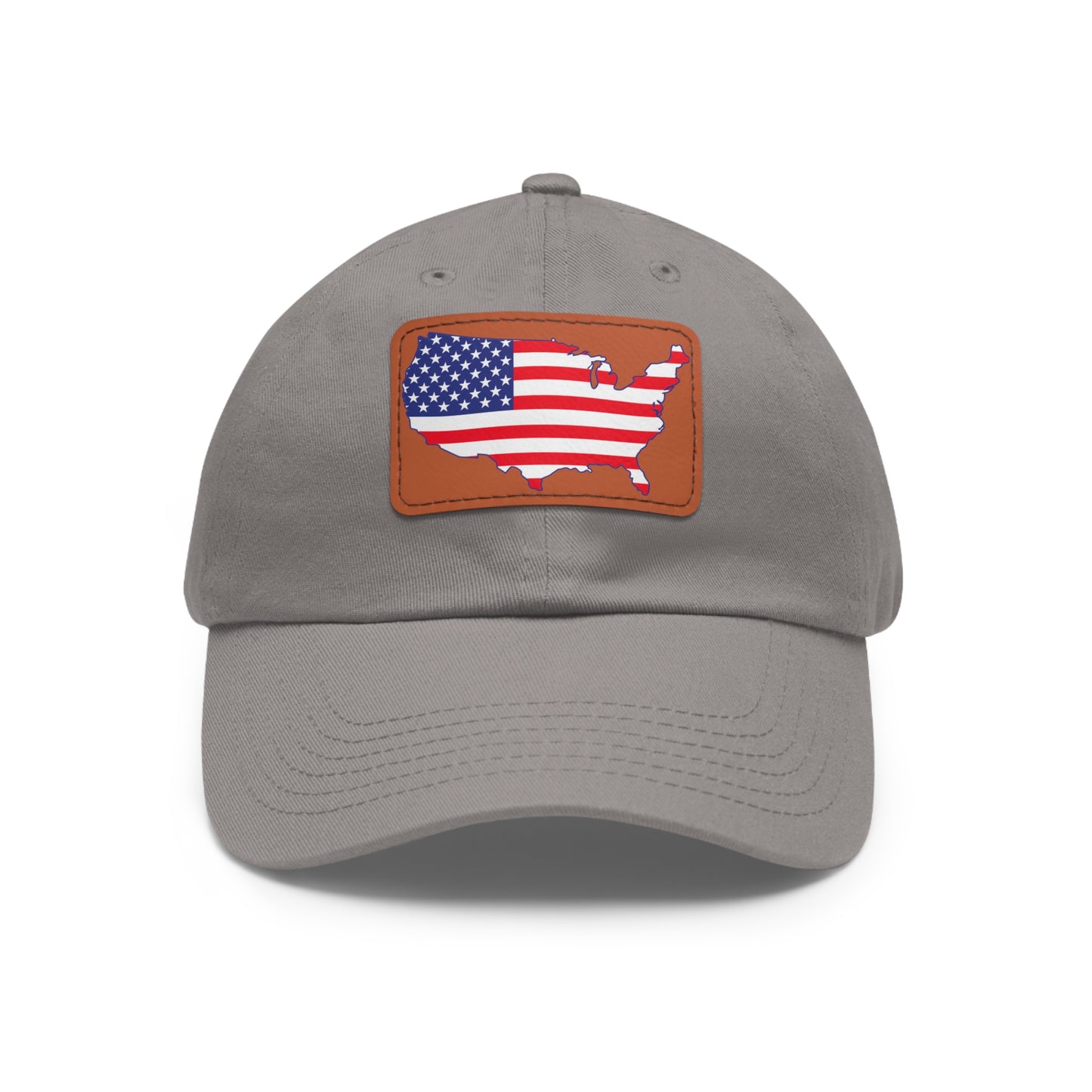 Patriotic Dad Hat with Leather Patch - USA Flag Cap for Outdoors