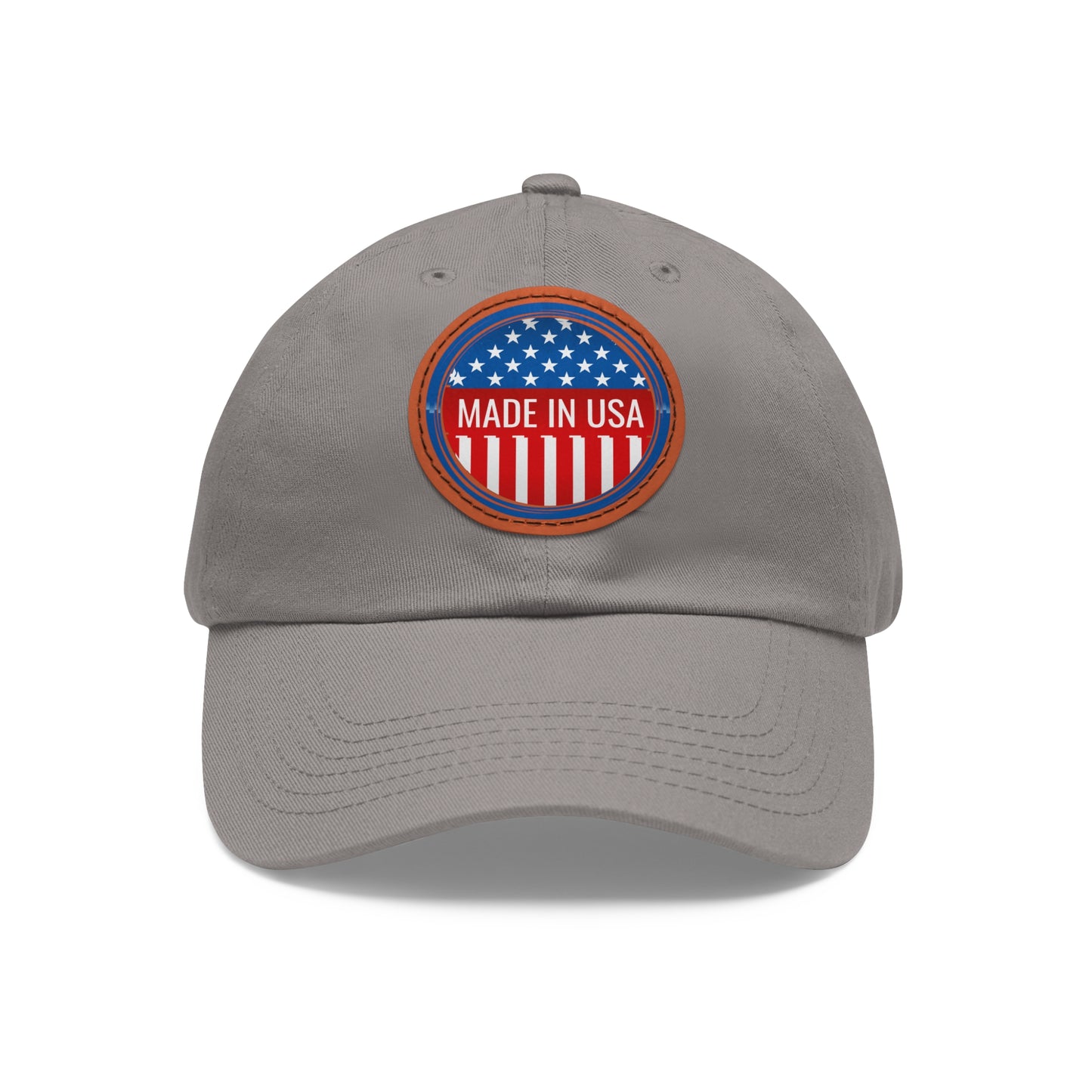 Patriotic Dad Hat with Leather Patch - Made in USA