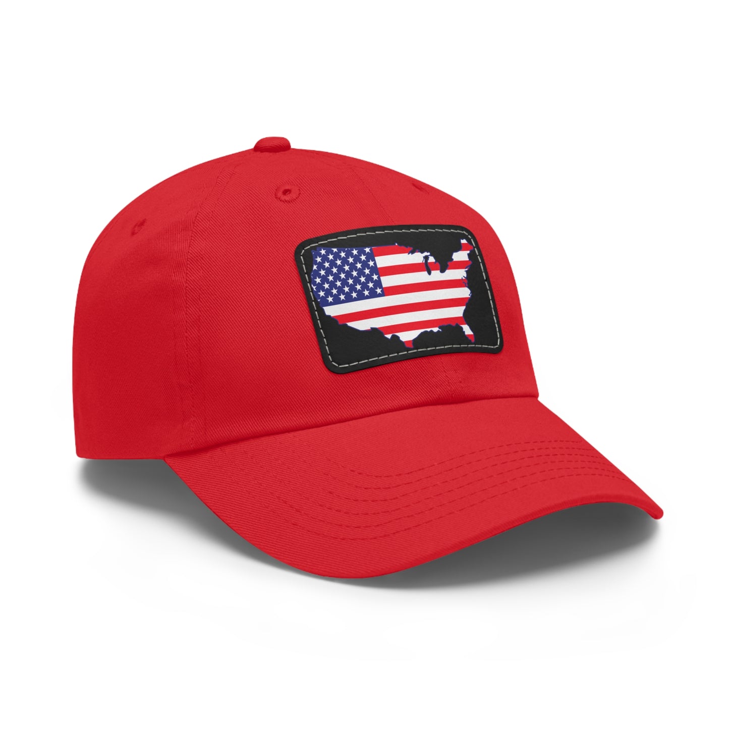 Patriotic Dad Hat with Leather Patch - USA Flag Cap for Outdoors