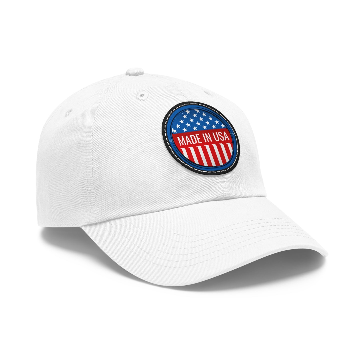 Patriotic Dad Hat with Leather Patch - Made in USA