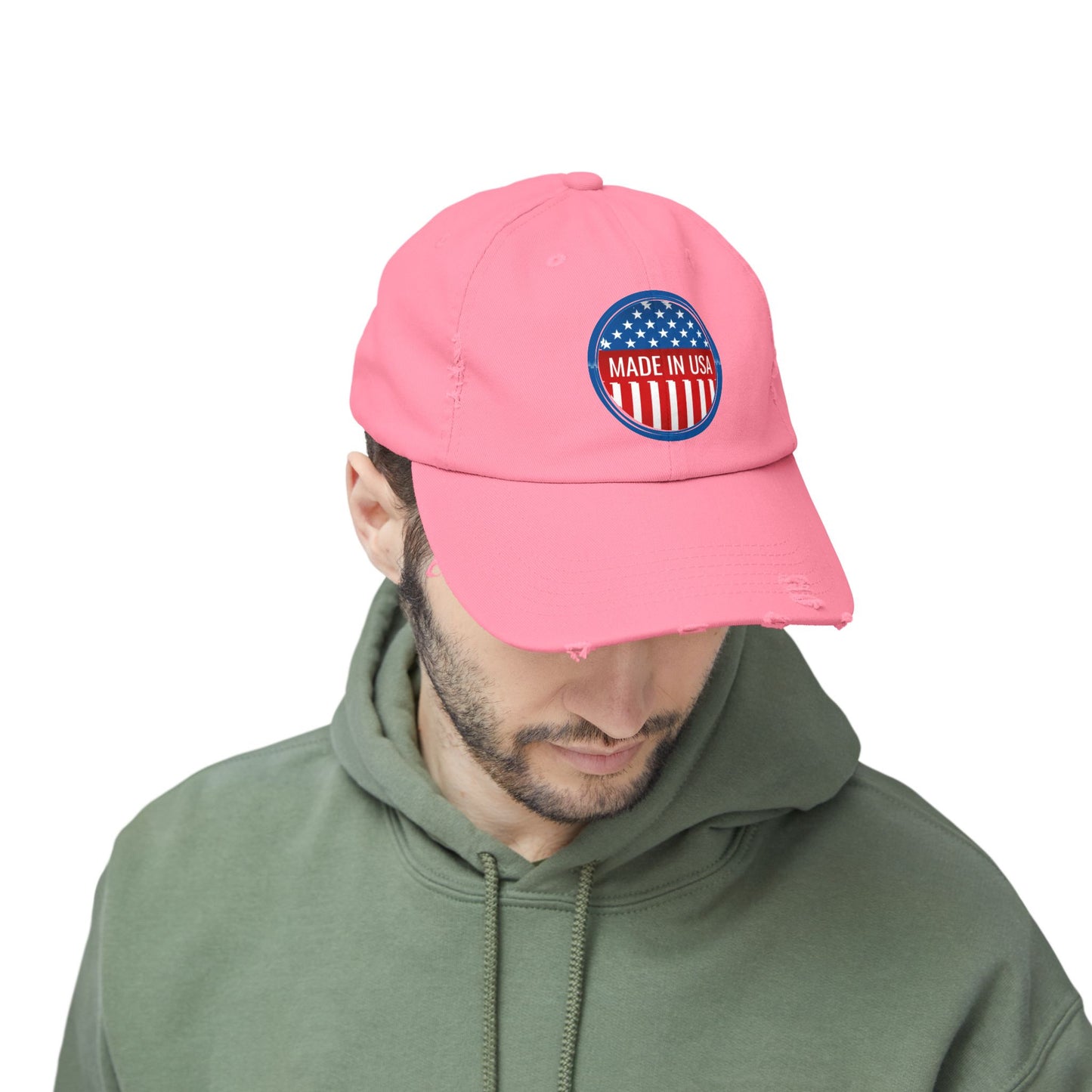 Unisex Distressed Cap with 'Made in USA' Patch - Perfect for Patriotic Events and Everyday Wear