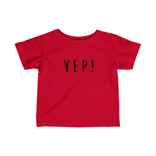 Cute Red Infant Tee with 'YEP!' Print - Perfect for Playtime & Celebrations